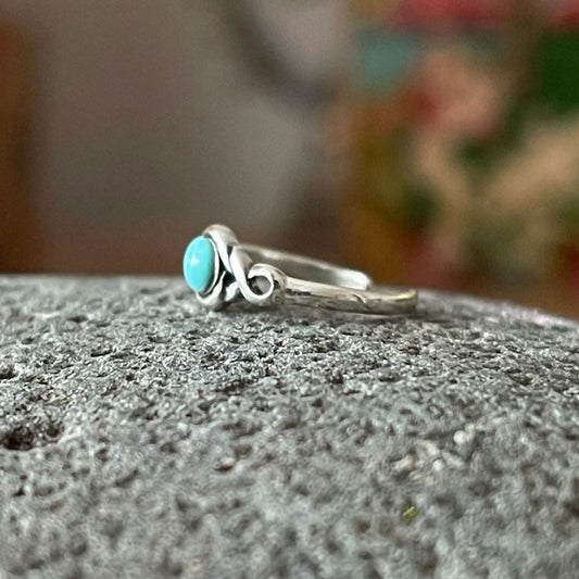 Toe Ring Turquoise | 925 Solid Silver Adjustable Toe Ring