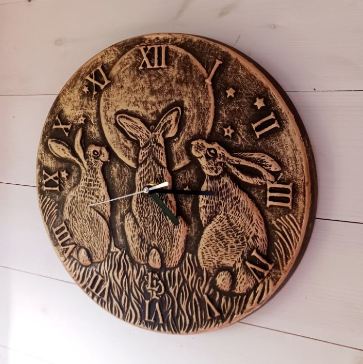 Terracotta Moon Shadows Clock | 3 Hares