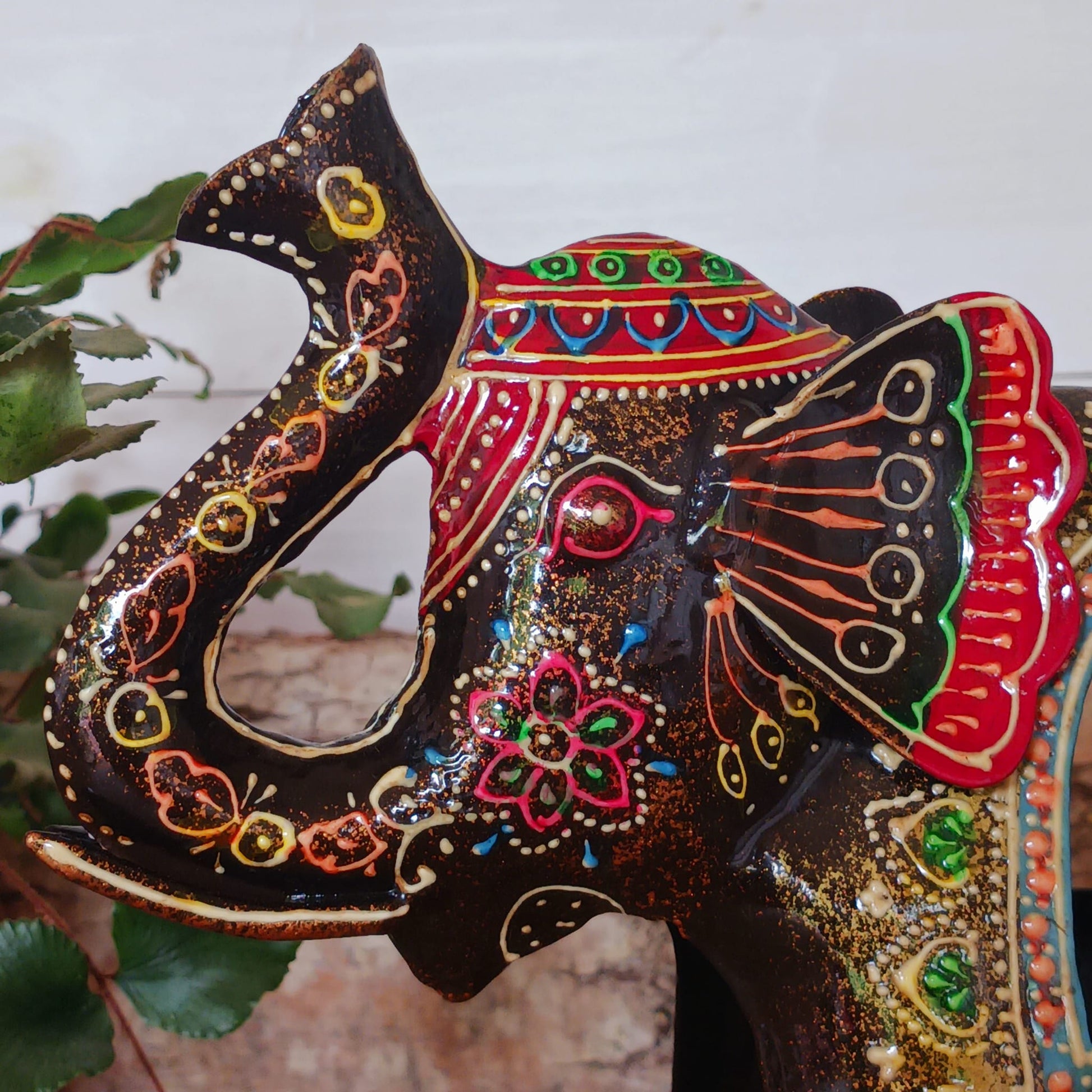 Hand Painted Iron Elephant with Bell