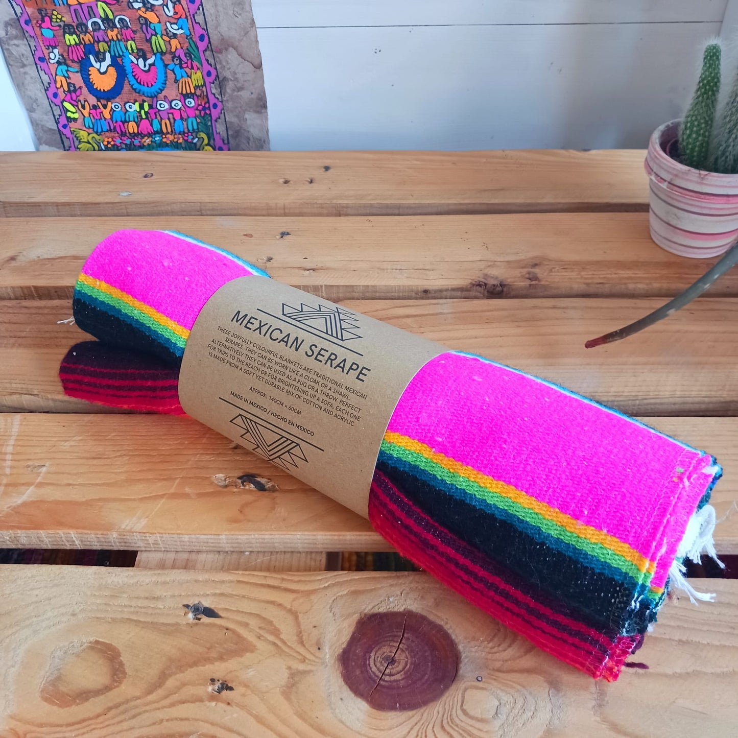 Mexican Serape Vibrant Pink | colourful Mexican Blankets UK sellers