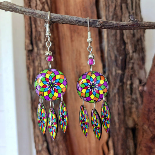 Peruvian Mandala Earrings | Silver Plated Hooks