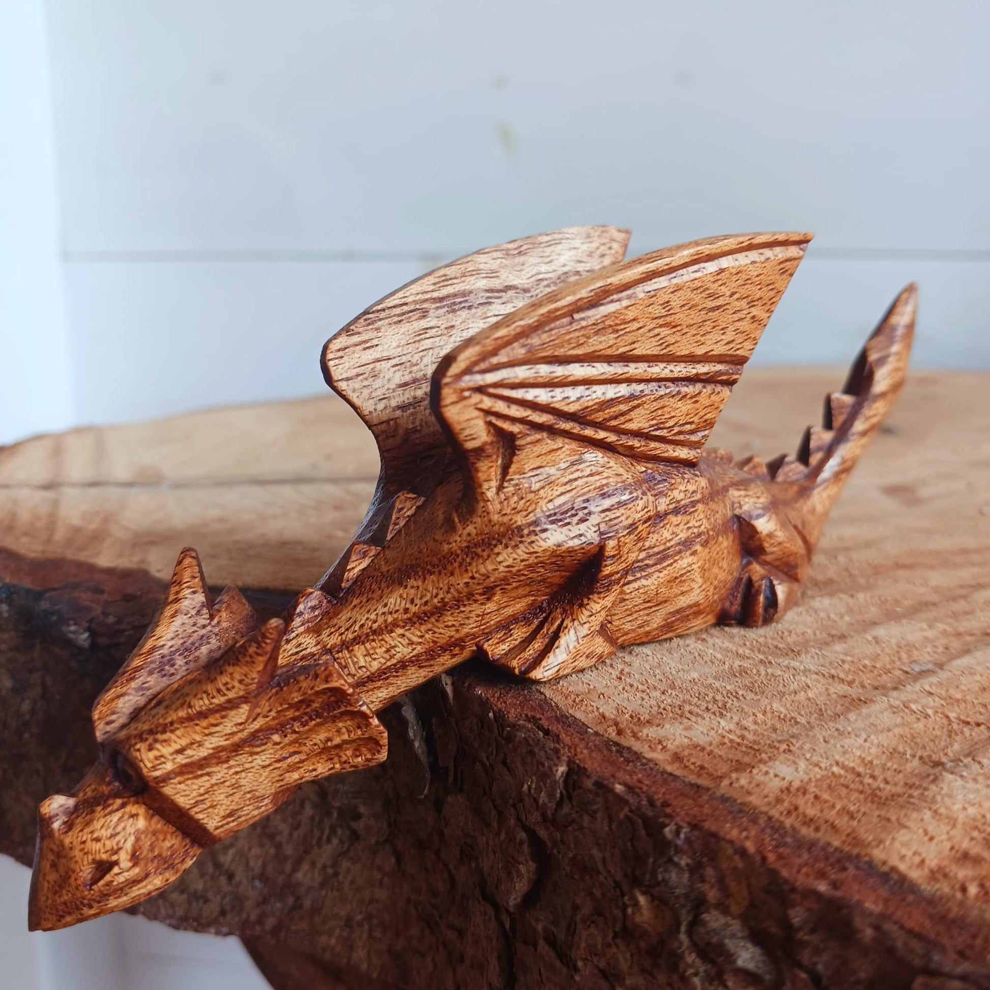 Small Natural Wood Shelf Dragon