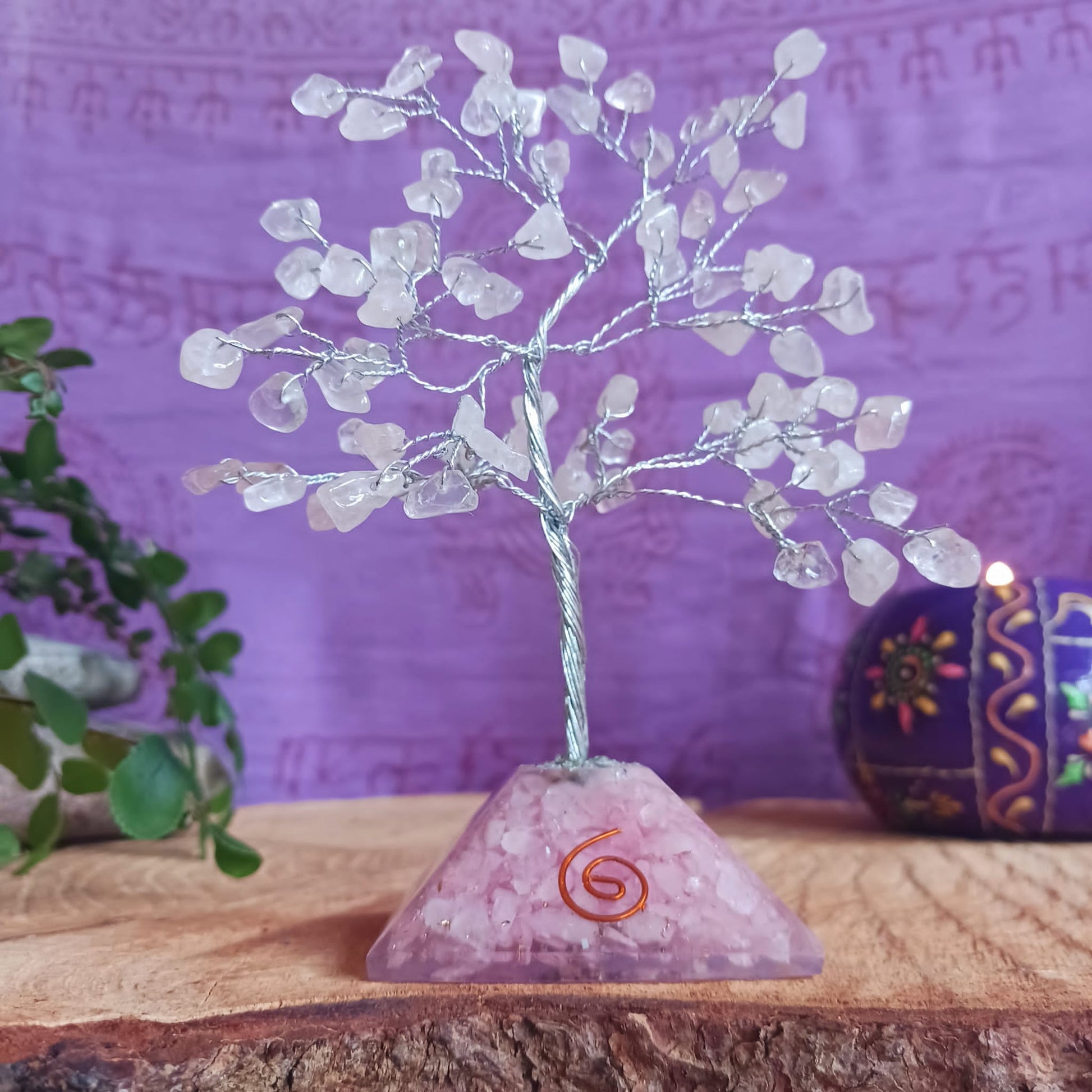 Gemstone Tree with Orgonite Base - 80 Stone - Rose Quartz