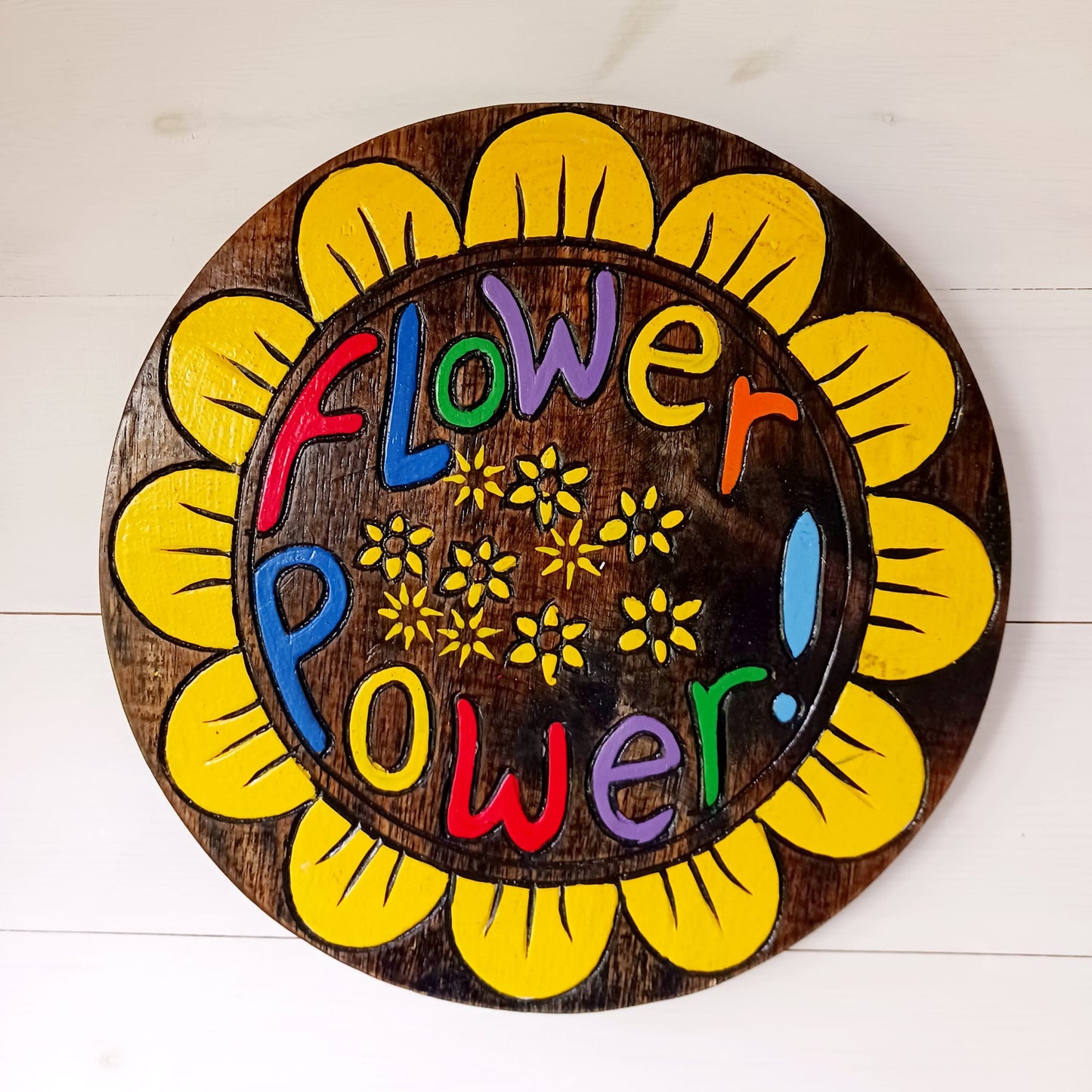 Flower Power Wall Plaque | Groovy Flower power wall sign 