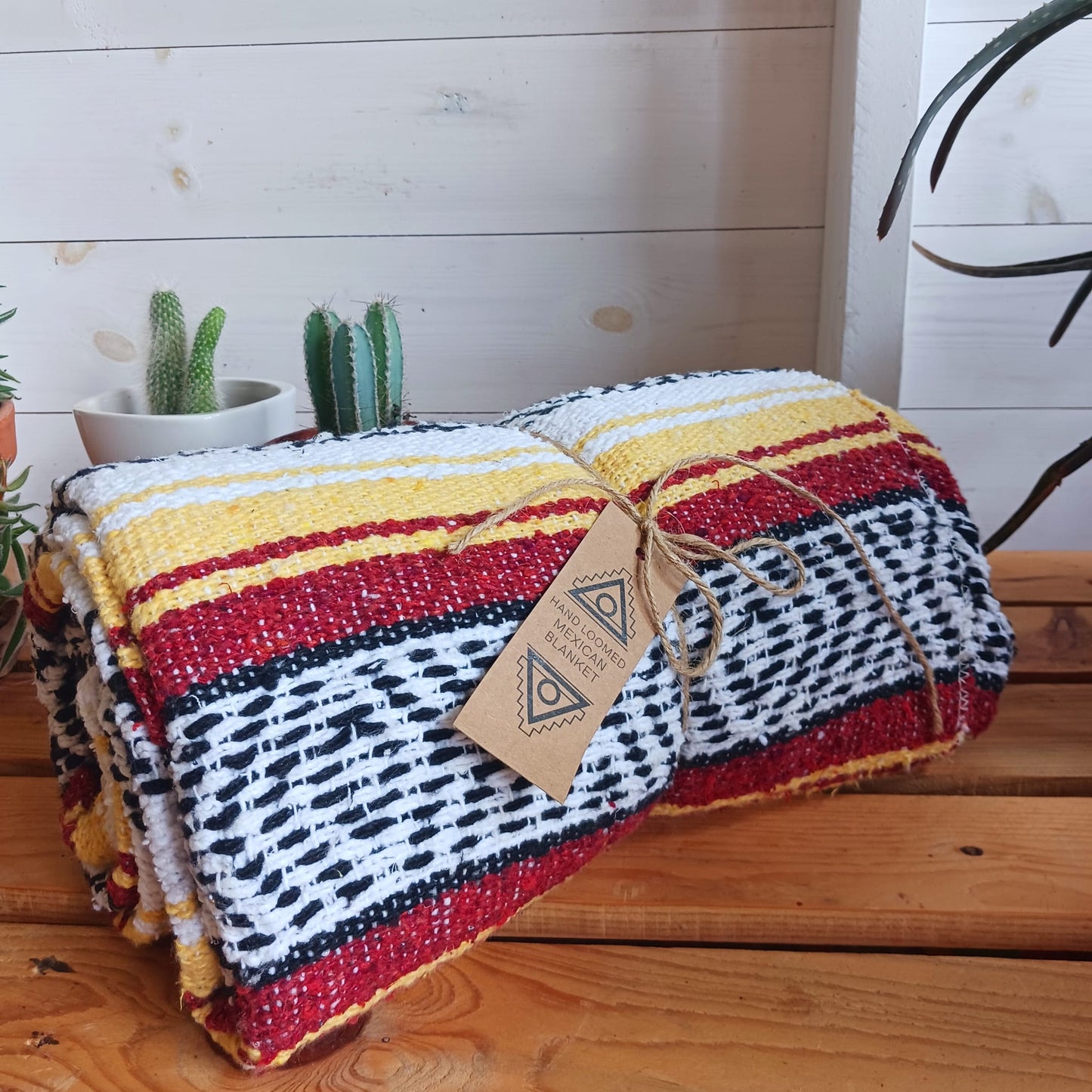 Mexican Falsa Blanket | Traditional hand loomed Caramel   120cm × 185cm