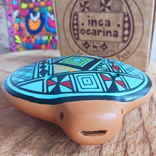 Experience the timeless sound of ancient cultures with these gorgeous ocarinas, handcrafted from fired clay in Peru. Adorned with vibrant, traditional designs, they are a favourite among musicians.