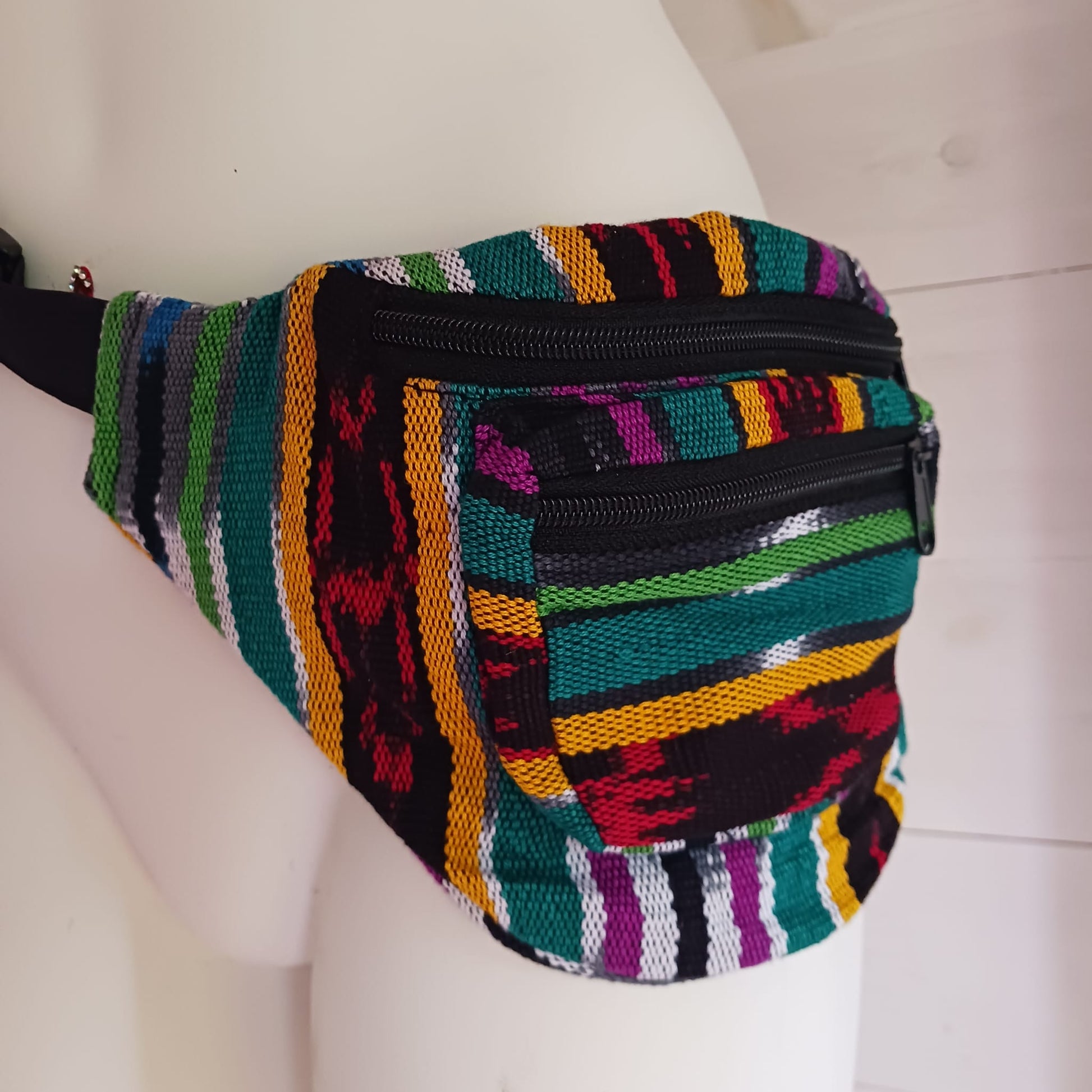 Multi coloured Festival Bum Bag | 3 zipped Compartments