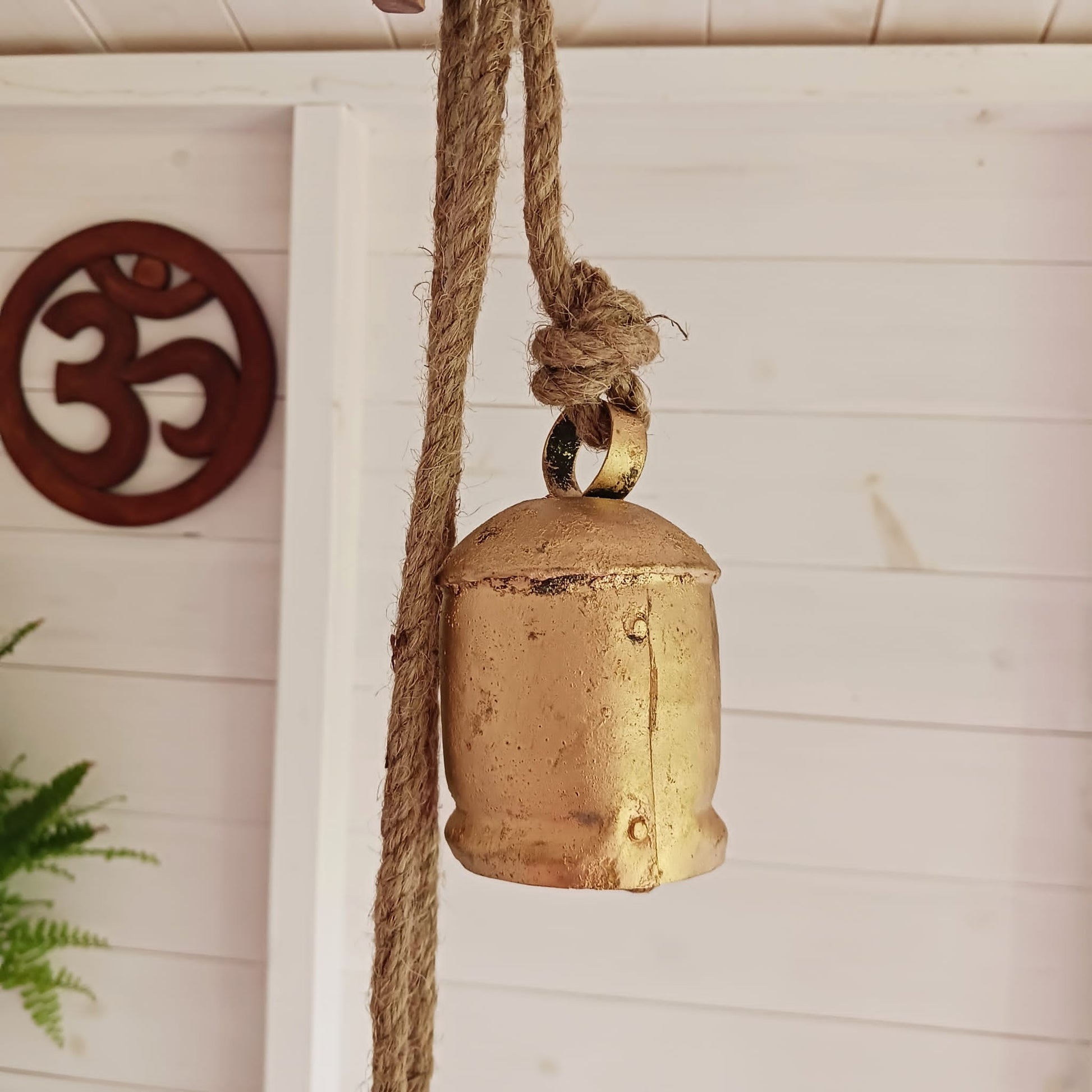 Four Rustic Cow Bells on Rope | Windchime