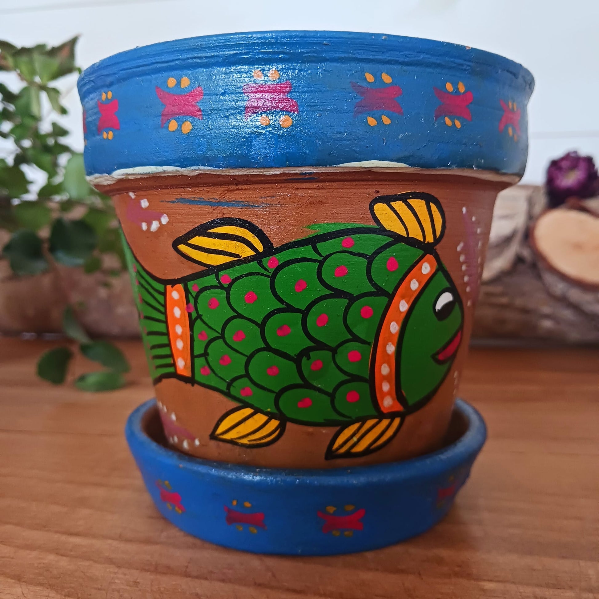 Mithila Plant Pot & Saucer | Small