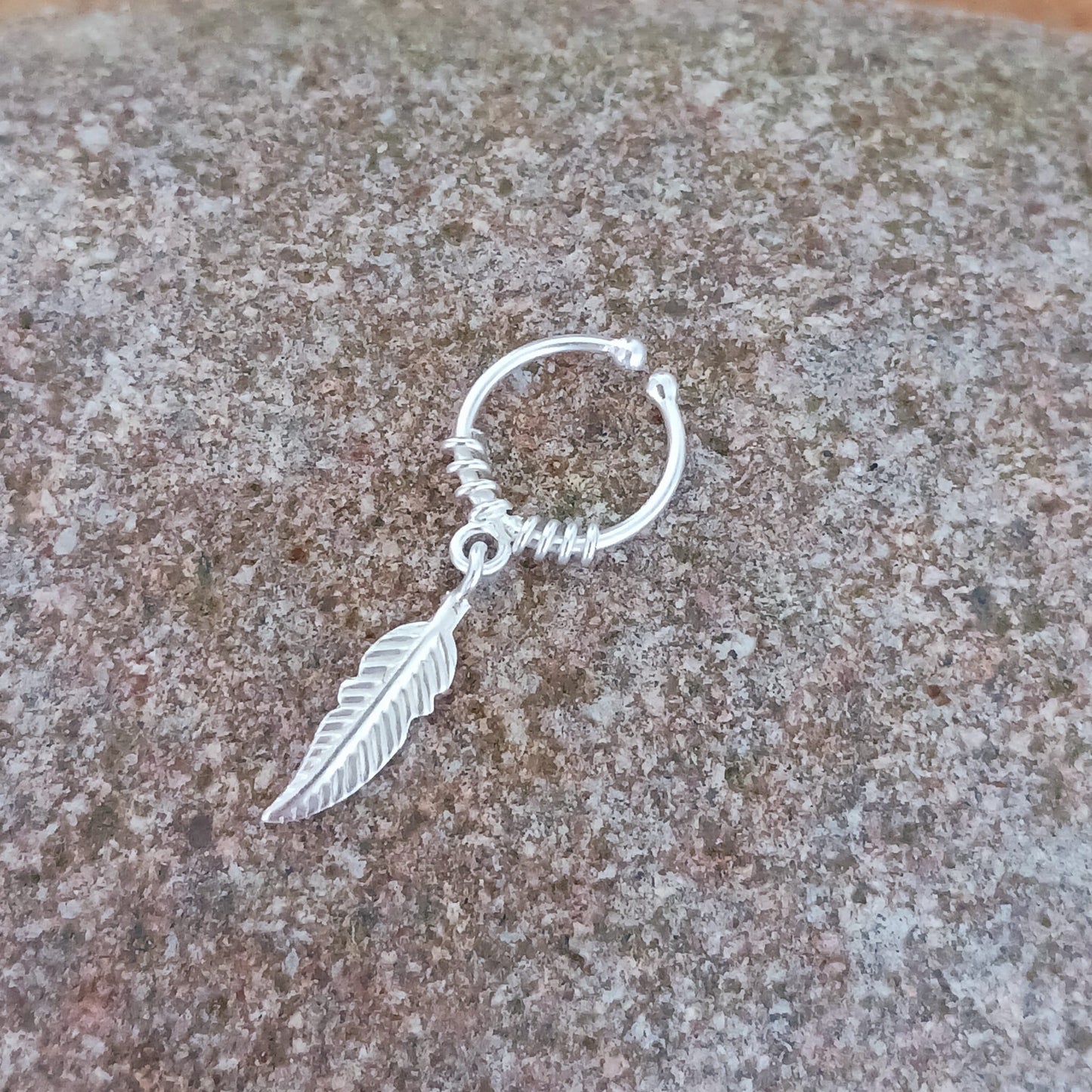 Hanging Feather 925 Sterling Silver Ear Cuff | No piercing