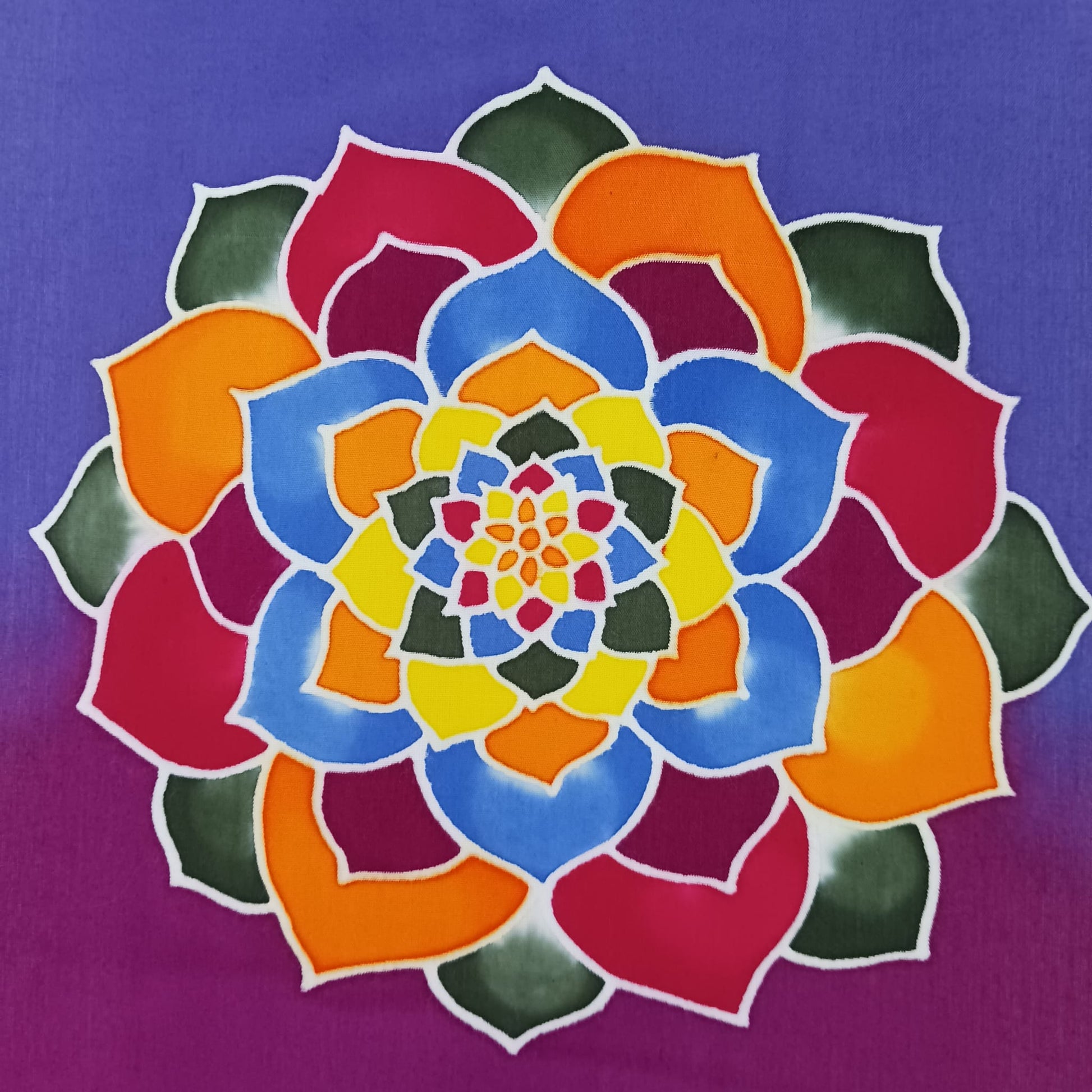 Large Rainbow Chakra Batik wall hanging