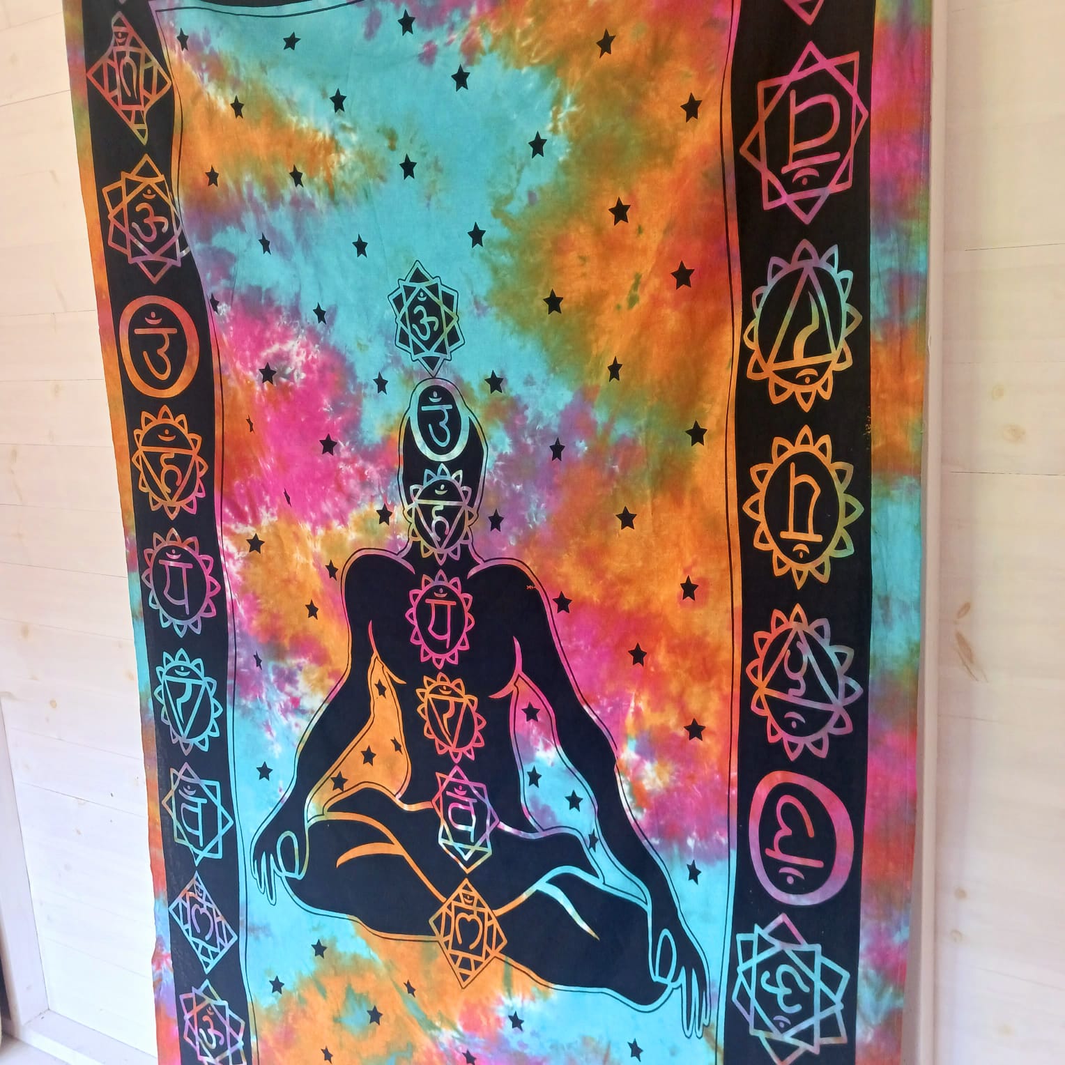 Chakra Buddha Cotton Tie Dye Wall Hanging | Throw yoga Gifts 