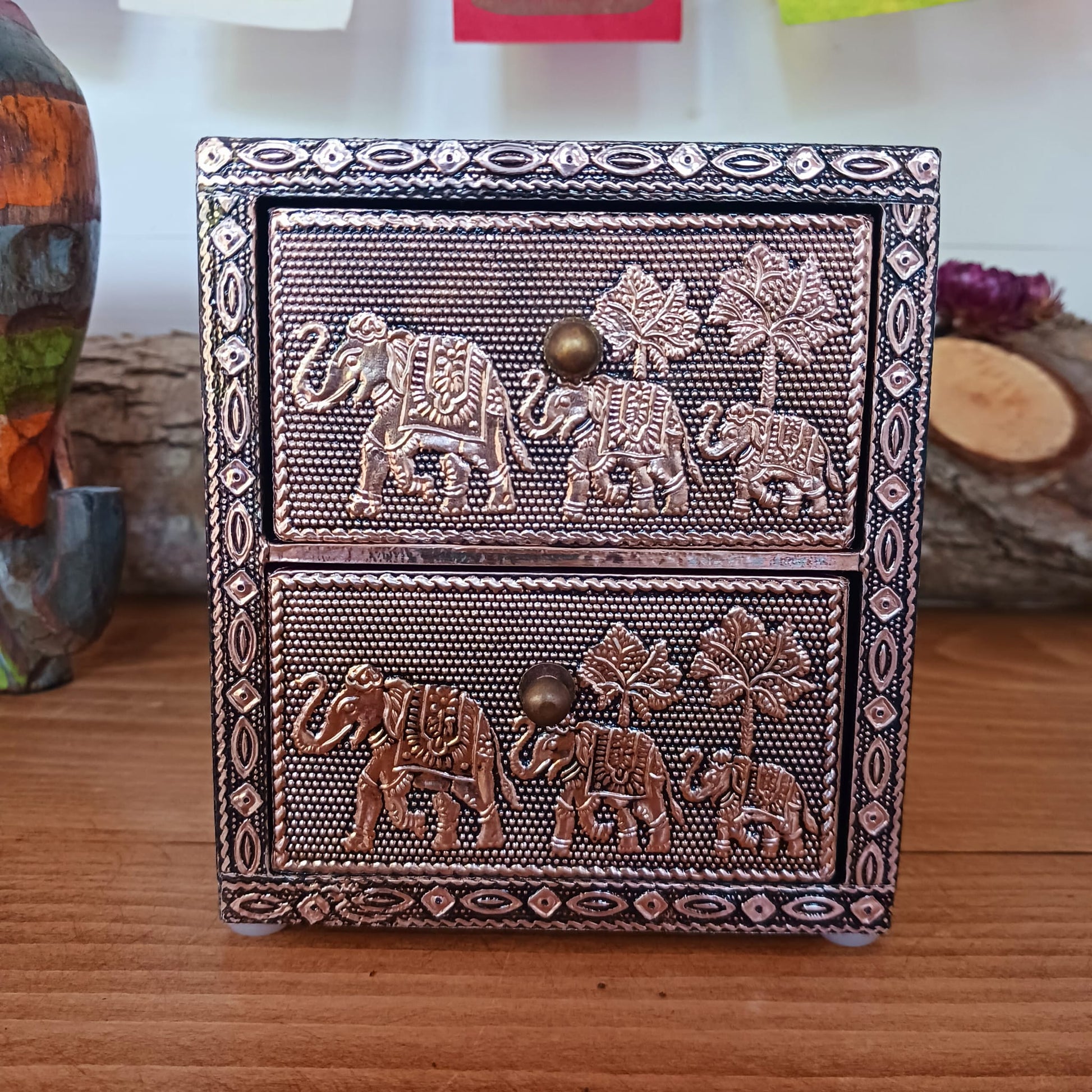 Rose Gold Indian 2 Drawer Jewellery | Trinket Box