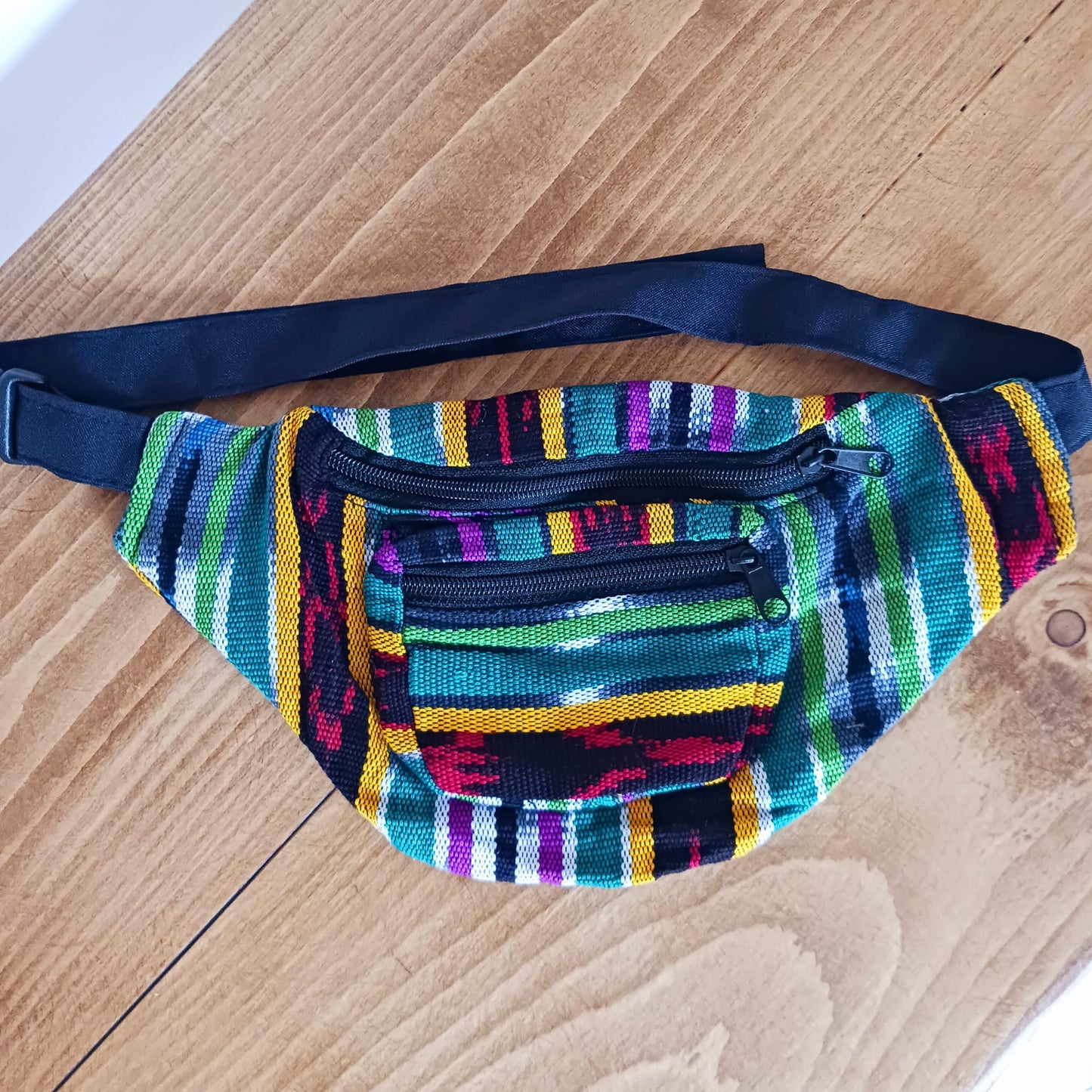 Multi coloured Festival Bum Bag | 3 zipped Compartments