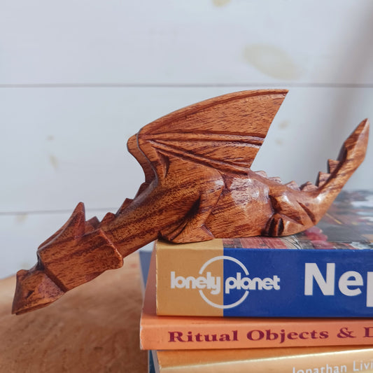 Small Natural Wood Shelf Dragon