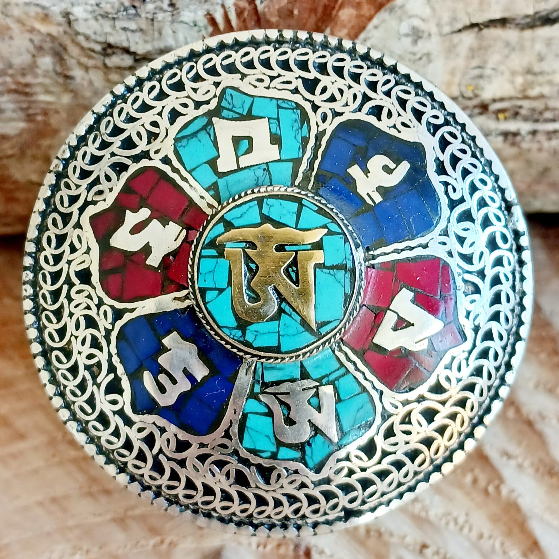 Tibetan Mantra Filigree Jewellery Box | Trinket Box