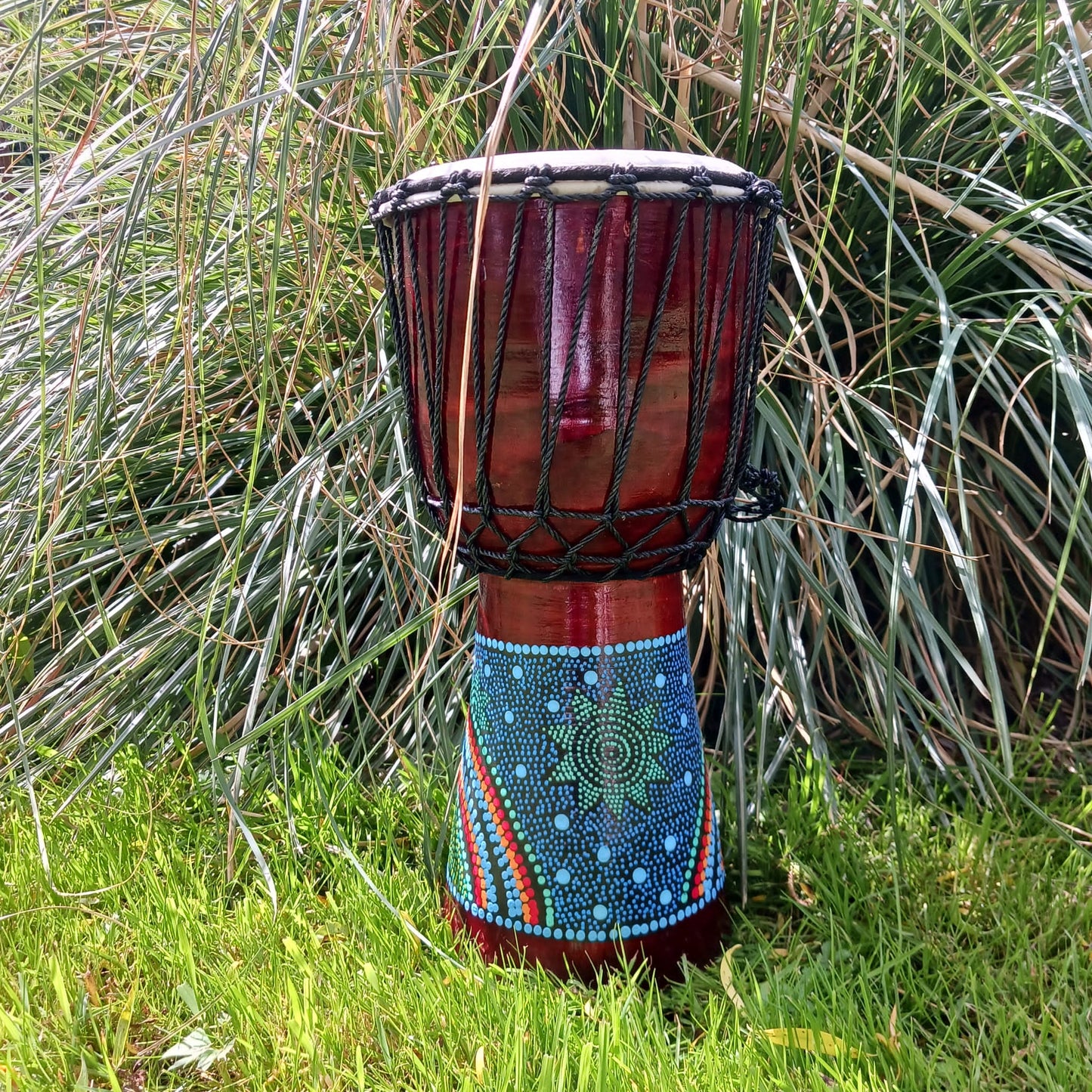 Painted Djembe Drum 40cm | Hippie festival Drums Glastonbury Drum