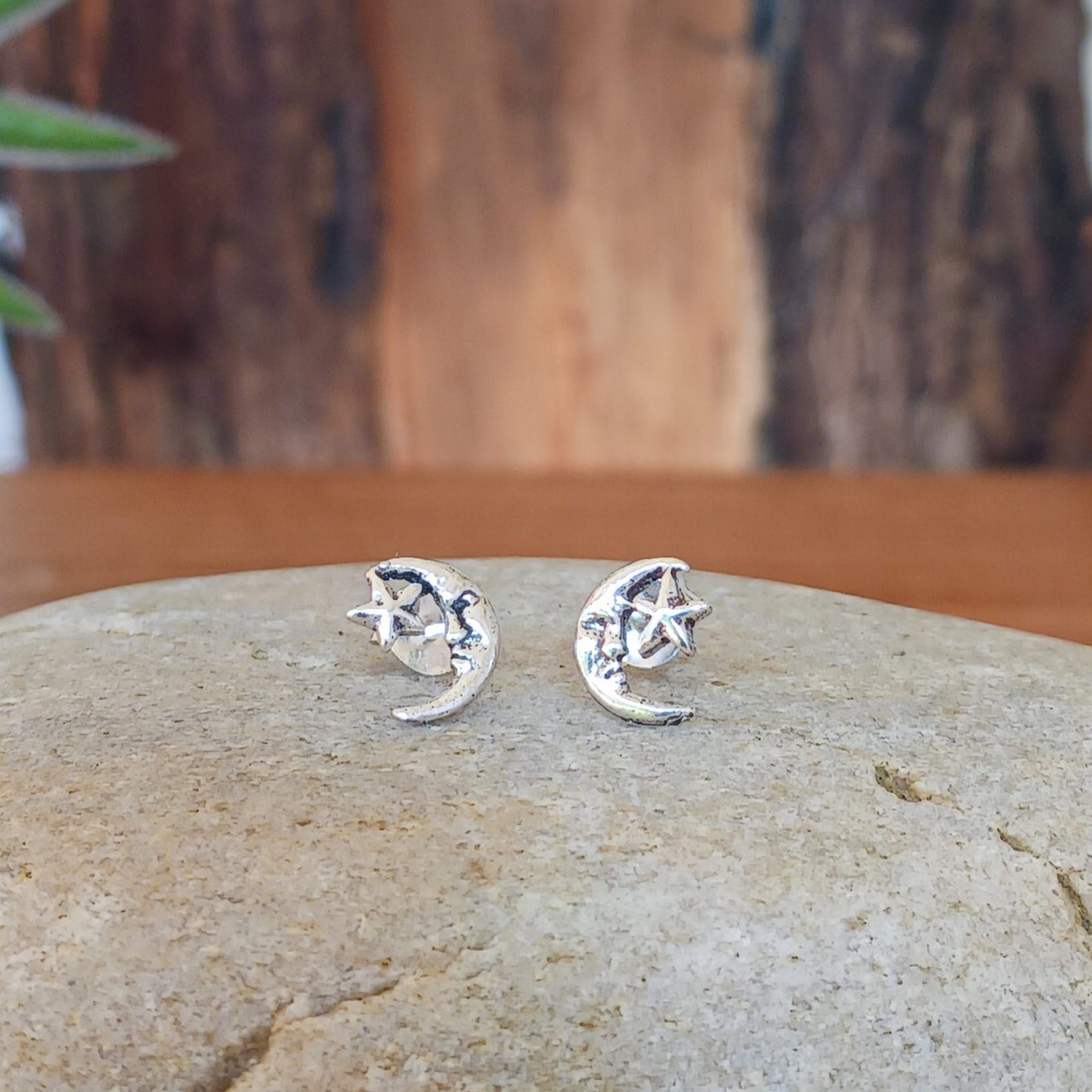 Moon & Star Ear Studs | 925 Solid Silver Earrings