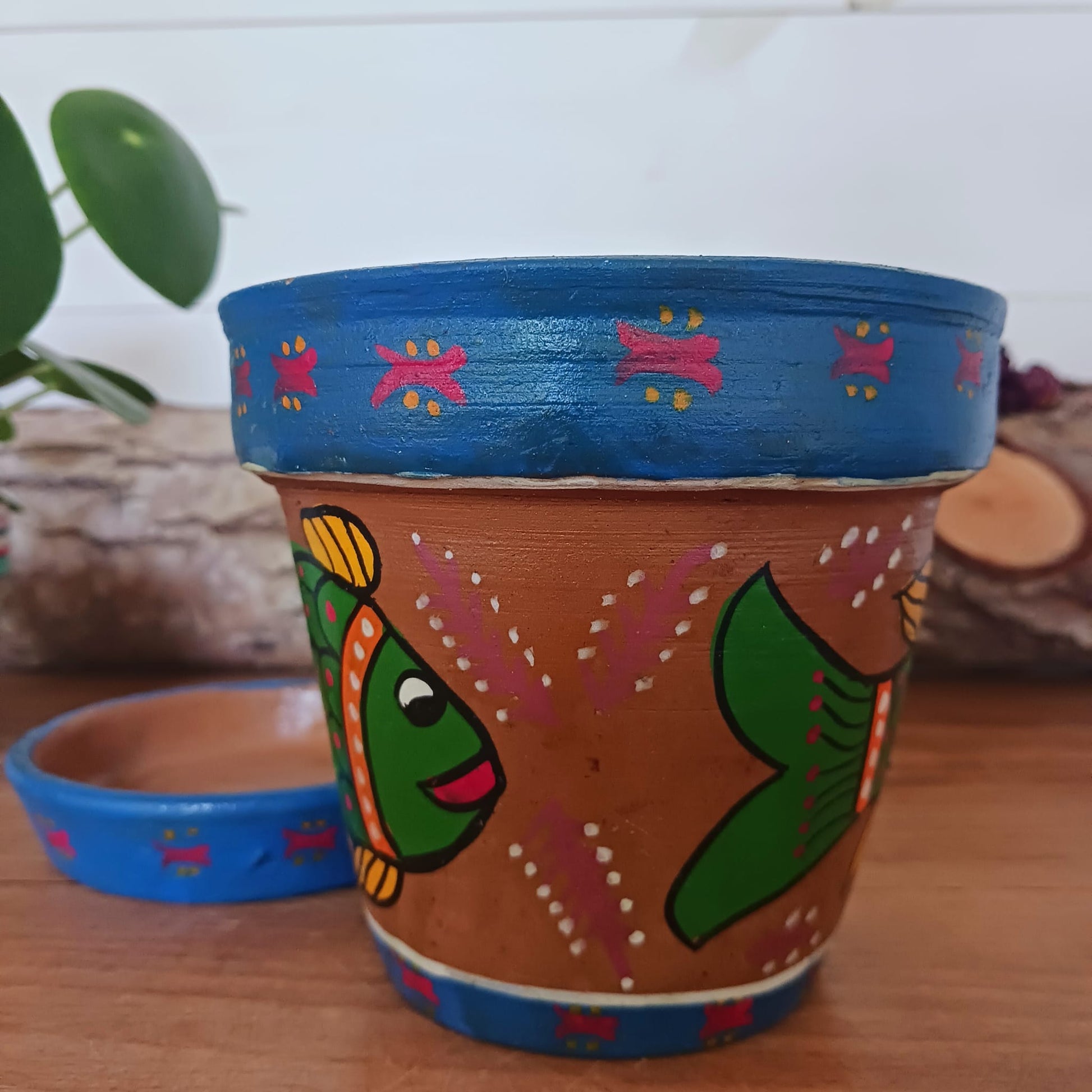 Mithila Plant Pot & Saucer | Small