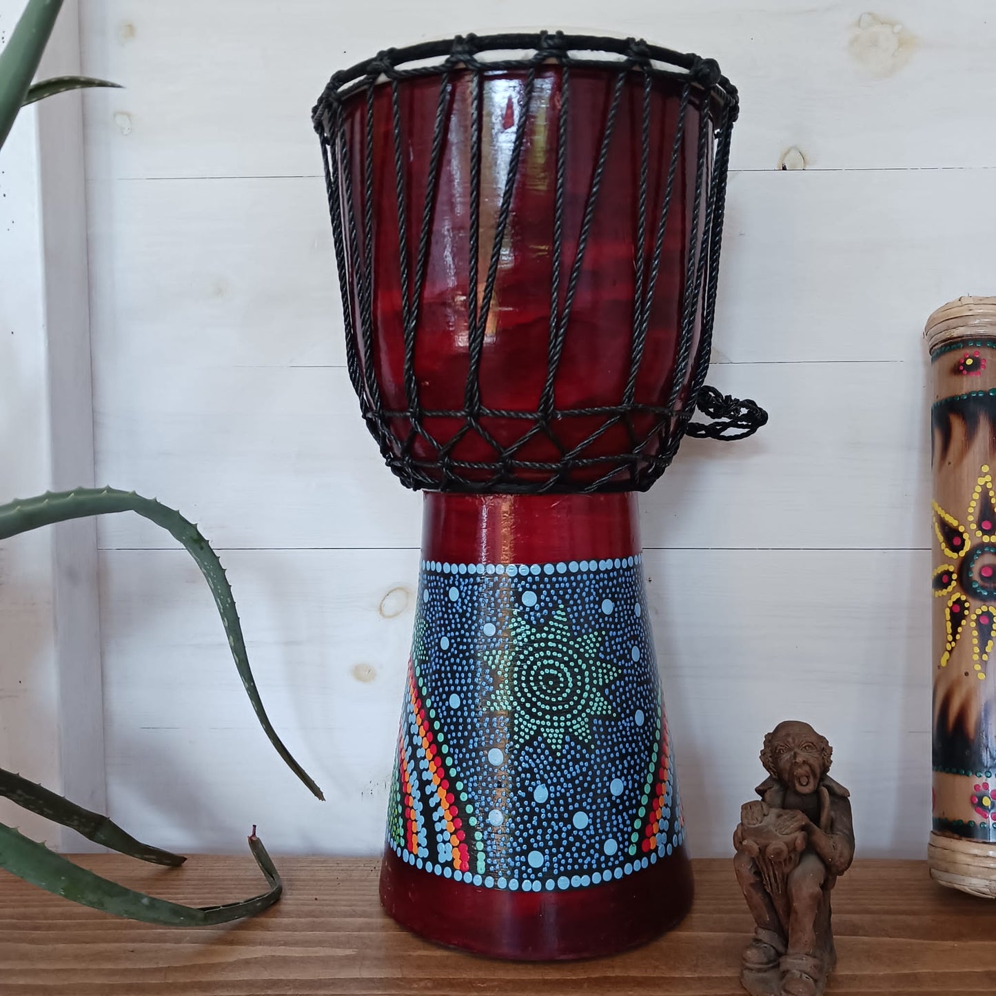 Painted Djembe Drum 40cm | Hippie festival Drums Glastonbury Drum