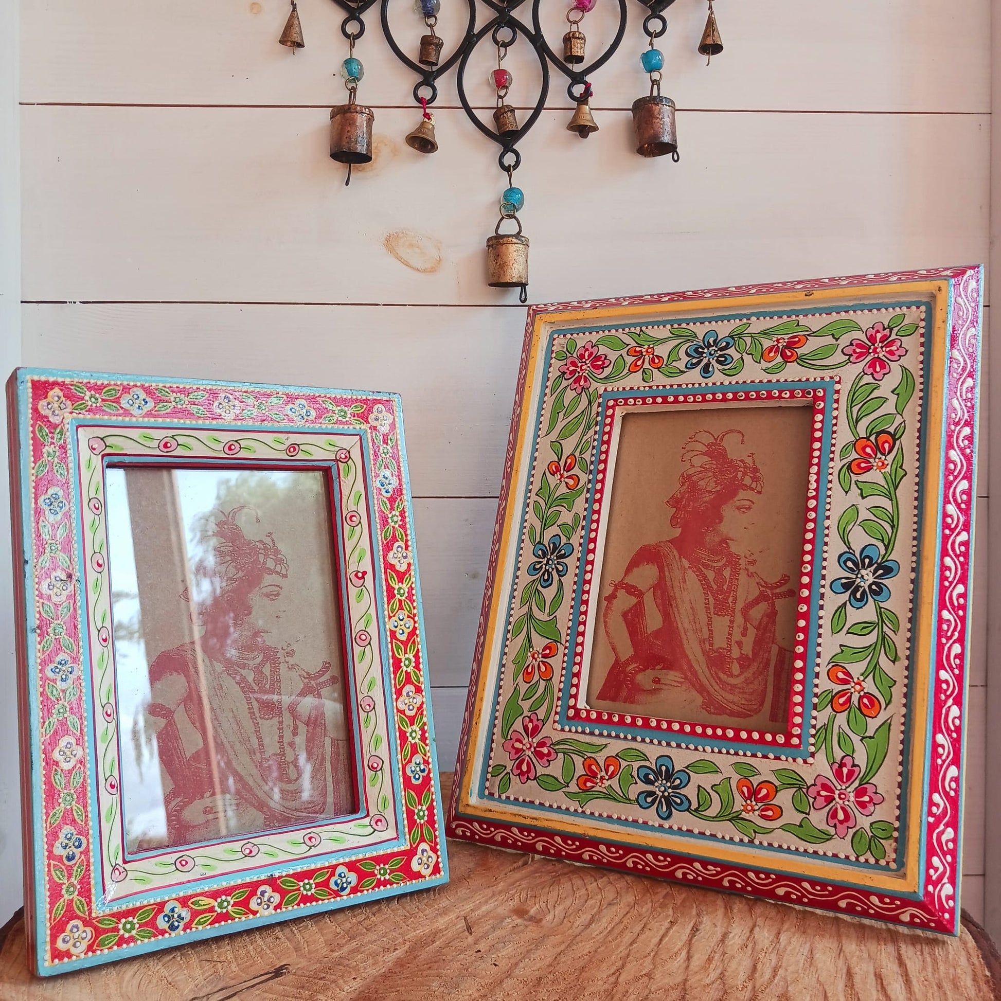 Floral Hand Painted Indian Photo Frame (Large)