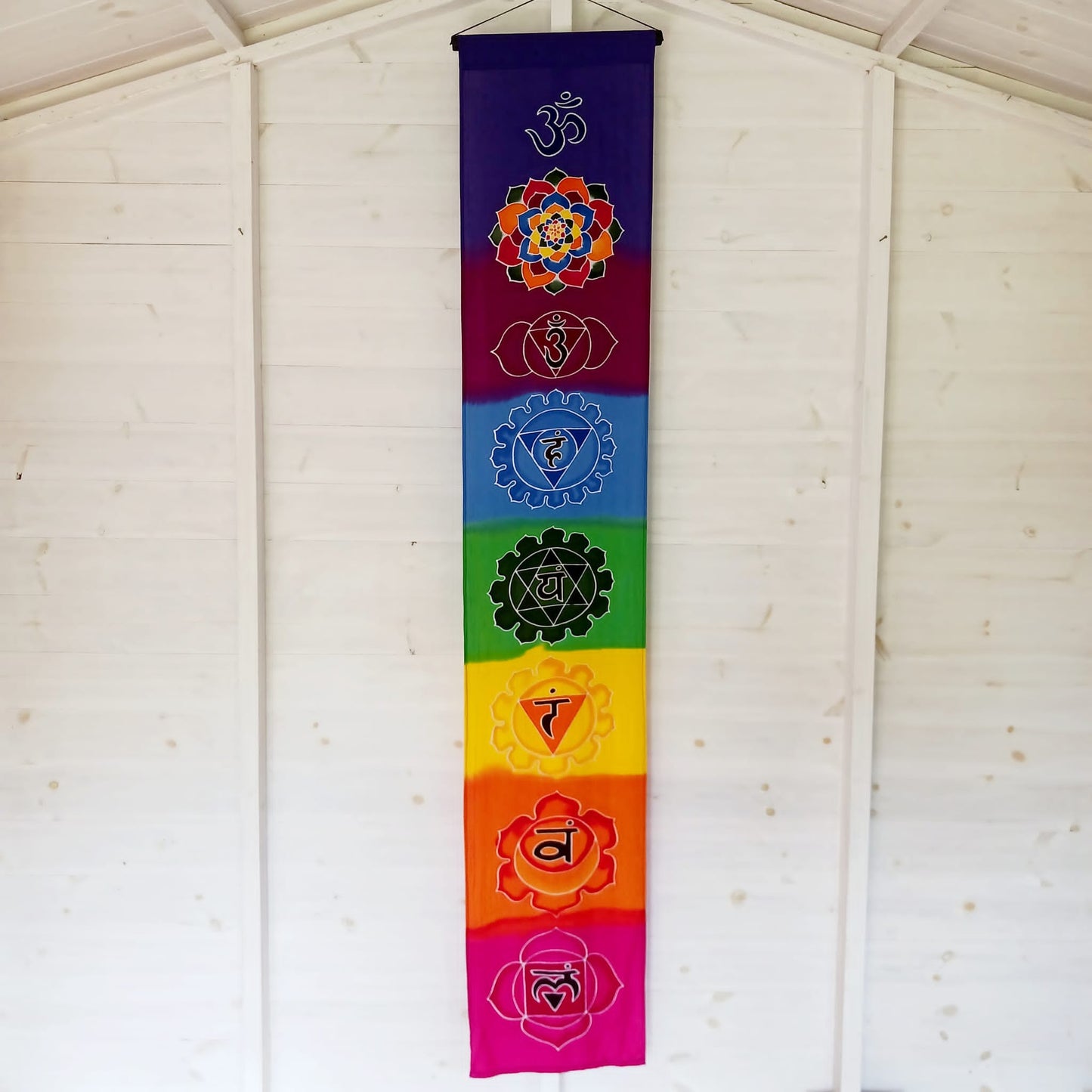 Large Rainbow Chakra Batik wall hanging