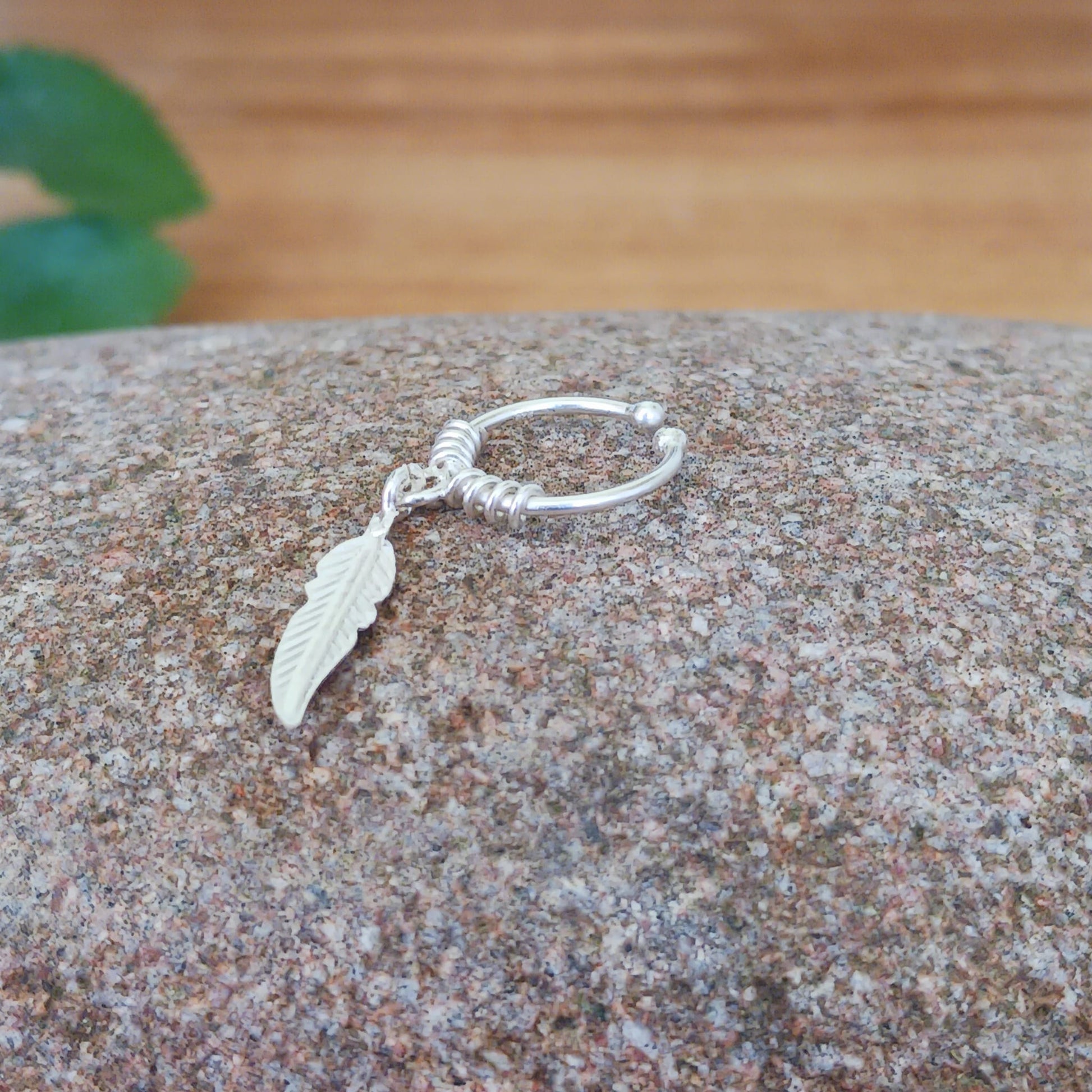 Hanging Feather 925 Sterling Silver Ear Cuff | No piercing