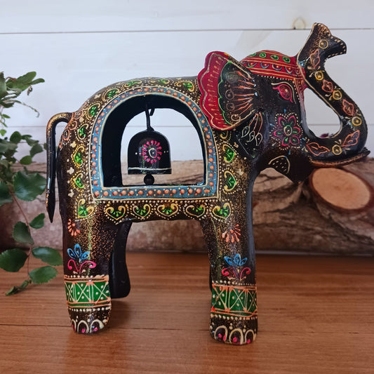 Hand Painted Iron Elephant with Bell