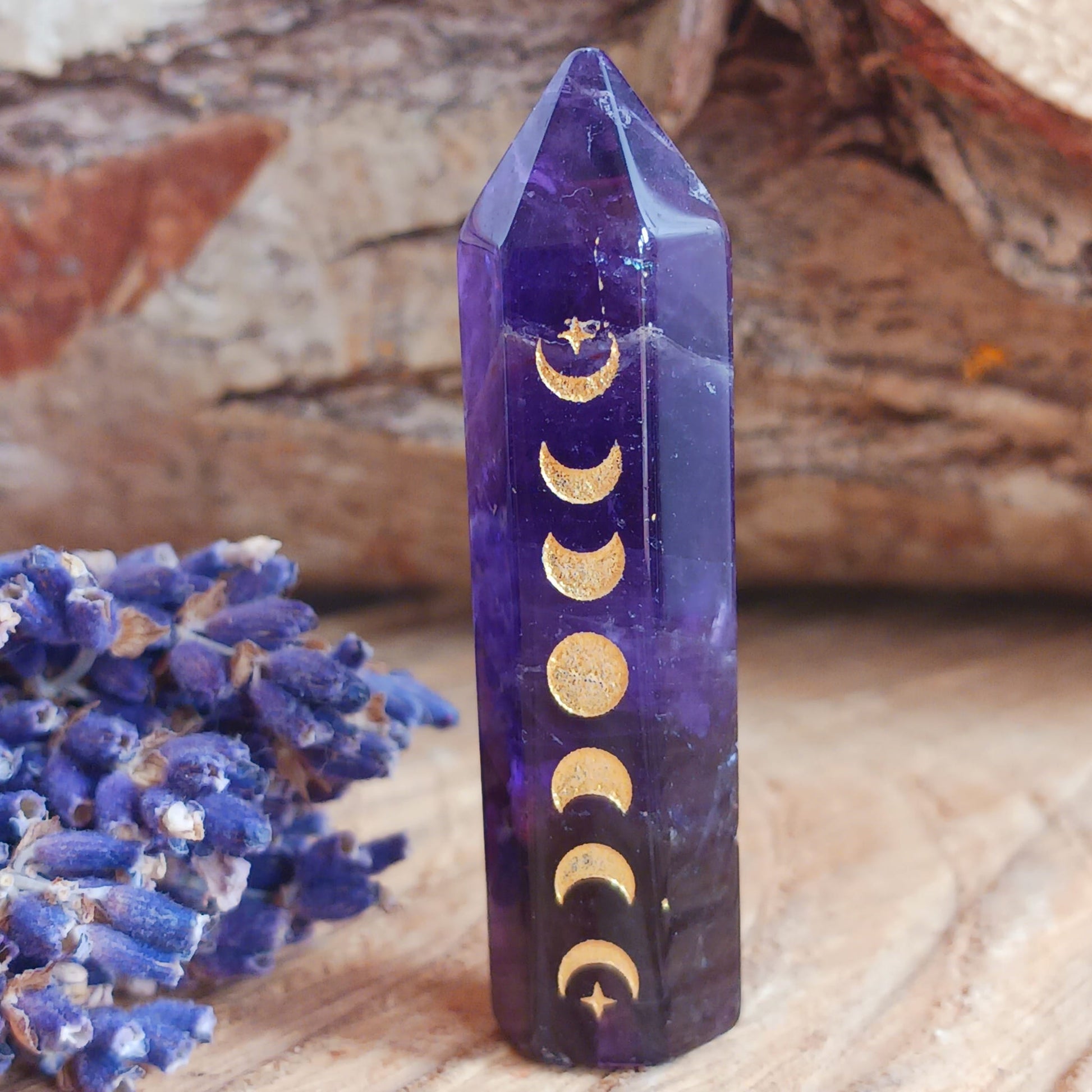 Amethyst Moon Phase Crystal Point | 5cm