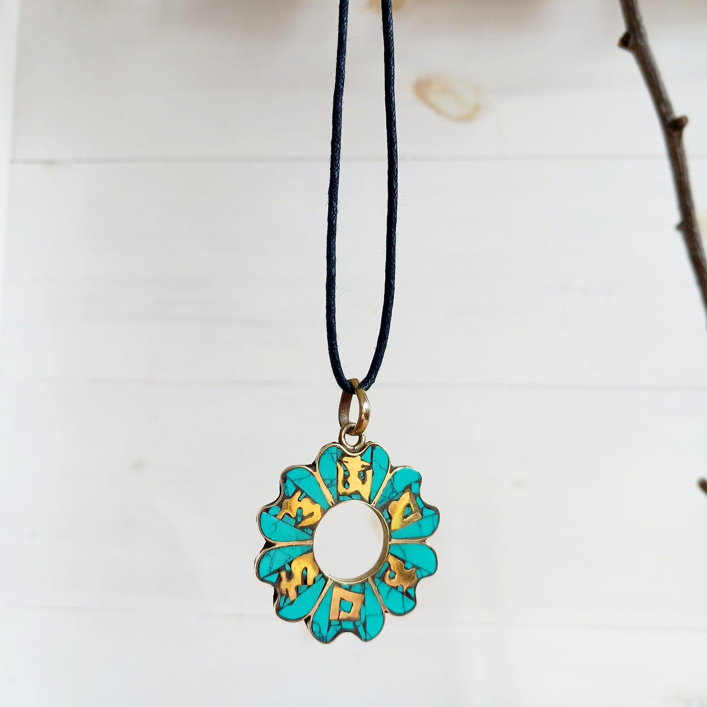 Tibetan Flower | Om Mani Mantra Pendant