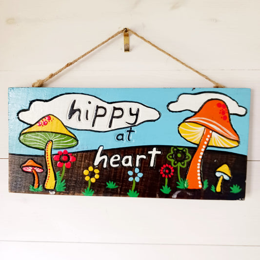 Hippy At Heart Wall Plaque | Groovy Hippie wall sign far out man