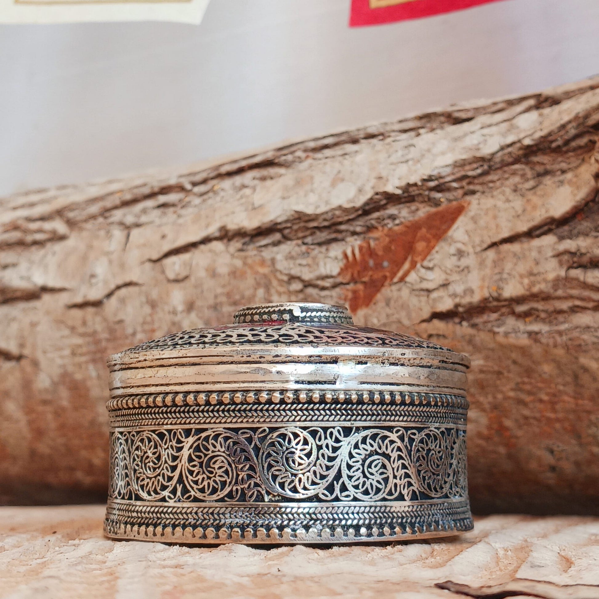 Tibetan Mantra Filigree Jewellery Box | Trinket Box