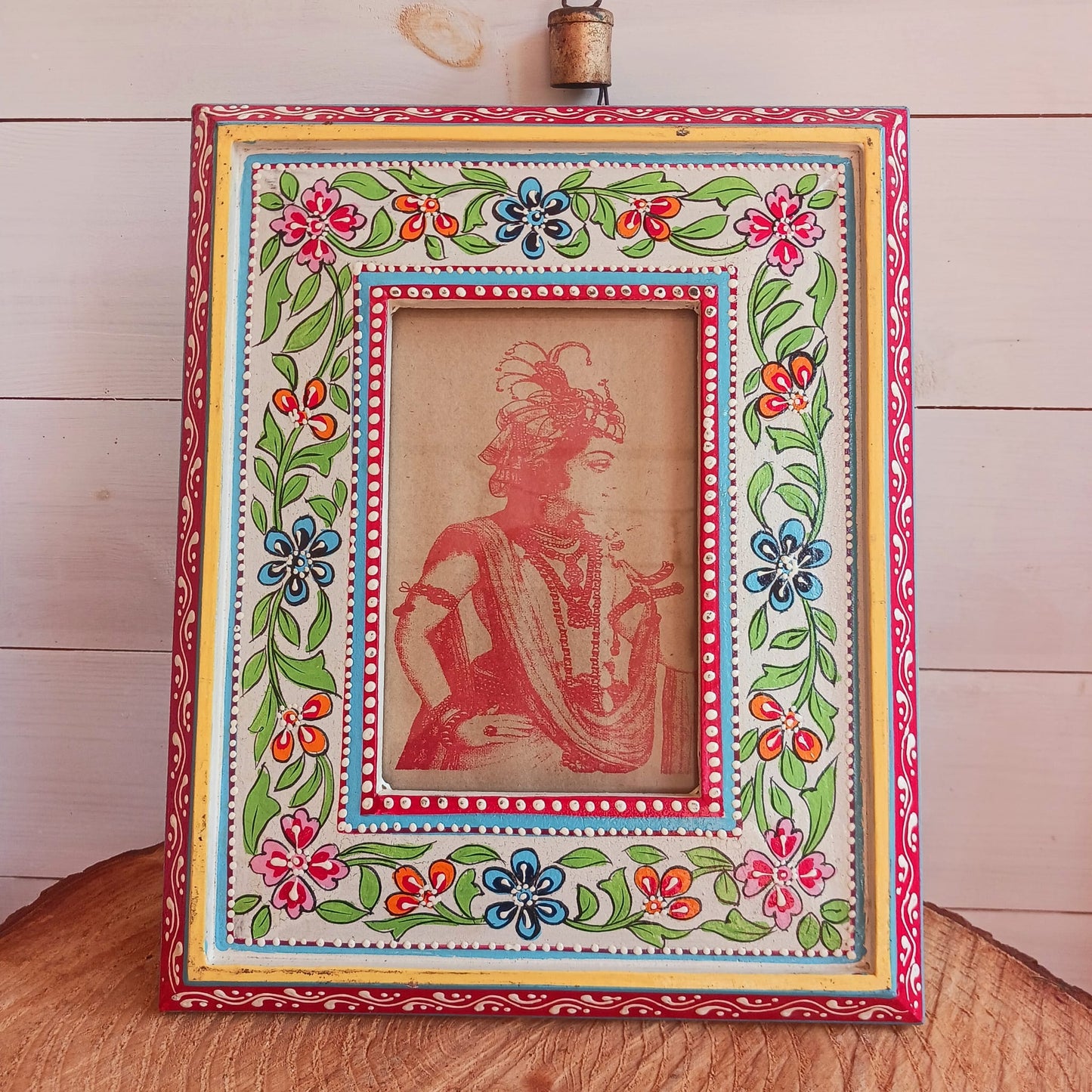 Floral Hand Painted Indian Photo Frame (Large)