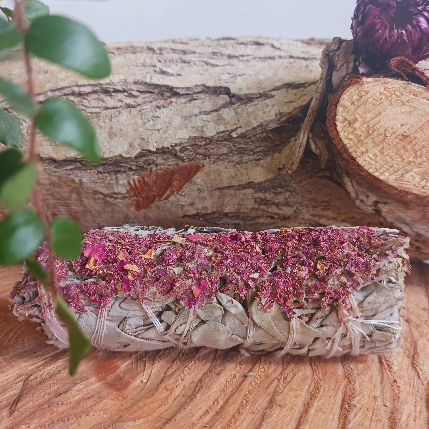 Smudge Stick White Sage & Castile Rose 10cm