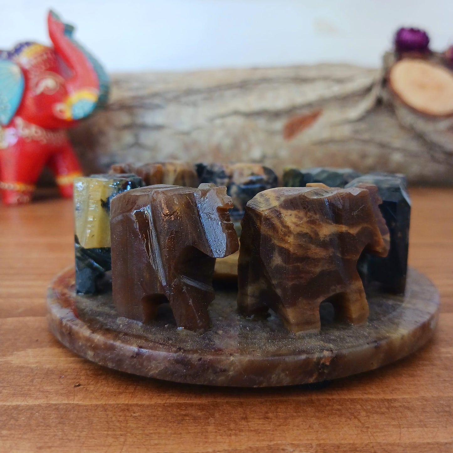 Elephant Circle Incense Holder | Soapstone