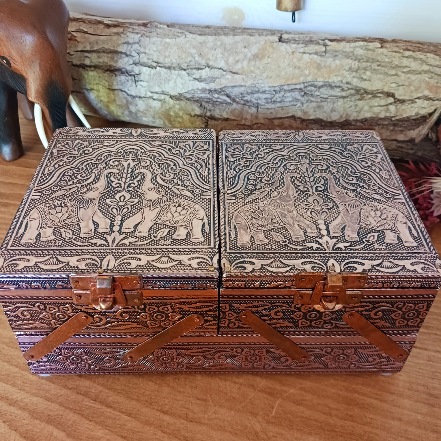 Rose Gold Elephant 2 Side Opening Jewellery Box