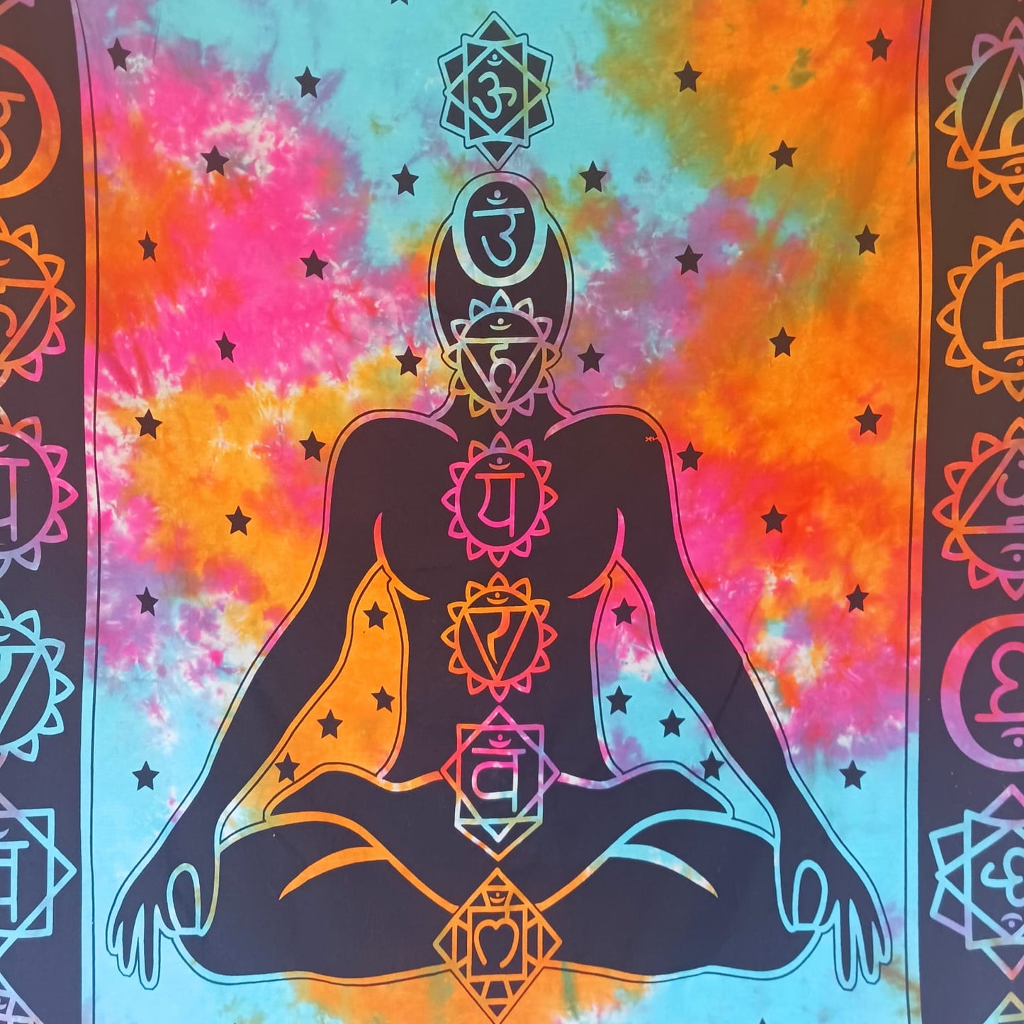 Chakra Buddha Cotton Tie Dye Wall Hanging | Throw yoga Gifts 