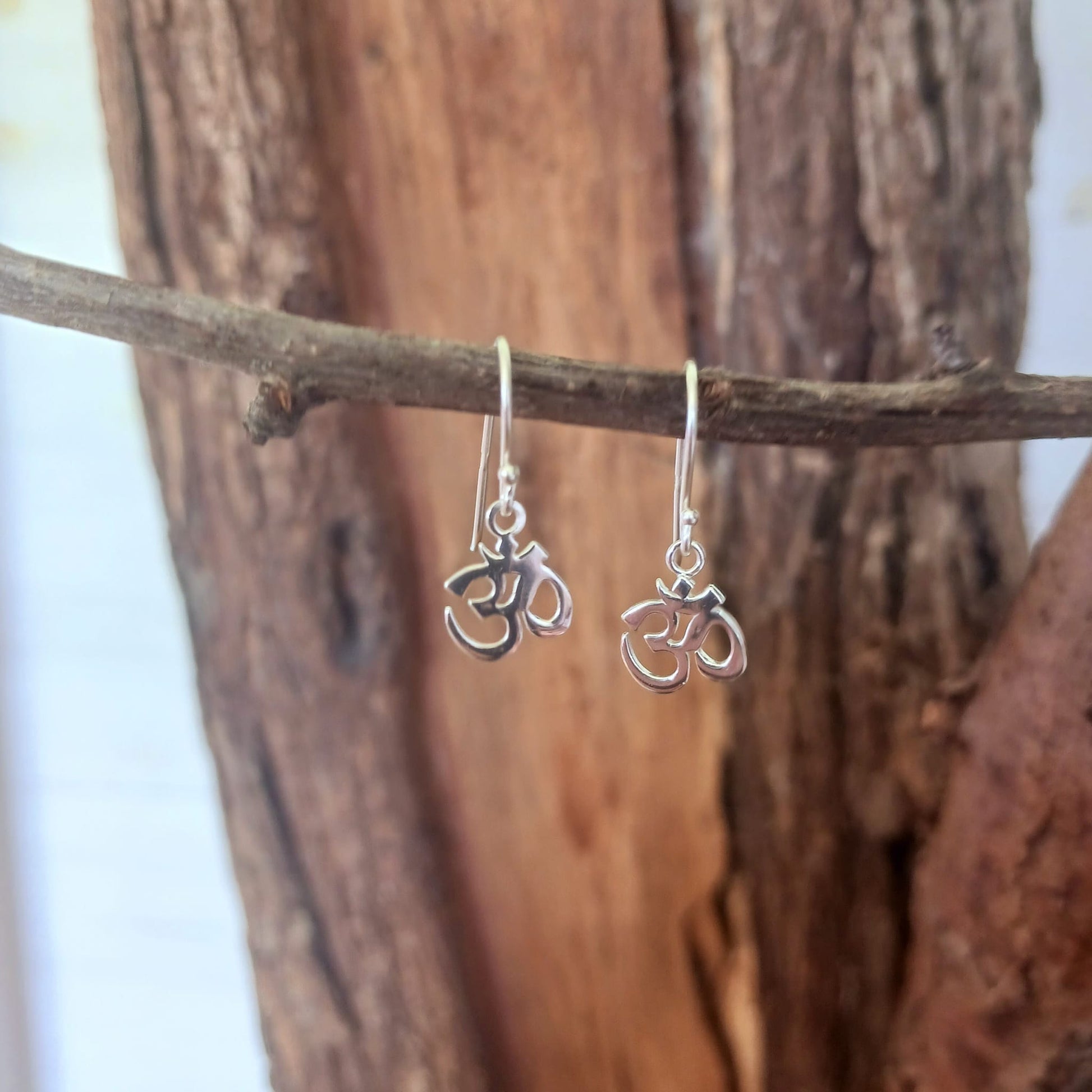 Sterling Silver 925 Om Symbol Drop Earrings