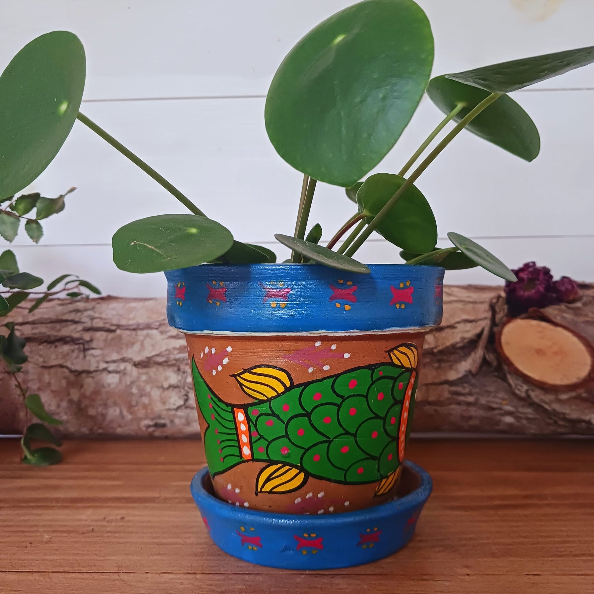 Mithila Plant Pot & Saucer | Small