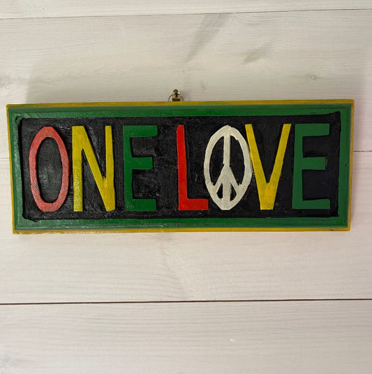 One Love Rasta sign wooden wall décor 4” x 10”