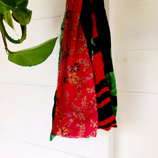 Add a burst of colour and a touch of boho charm to your home with these beautiful Large Recycled Sari Plant Hangers. Each hanger is handcrafted from upcycled sari fabric, giving new life to discarded textiles while ensuring no material goes to waste. Their simple yet elegant design allows them to complement any décor style, from minimal to eclectic. Featuring a sturdy metal ring for easy hanging, they are perfect for showcasing your favourite indoor plants in a sustainable and stylish way.