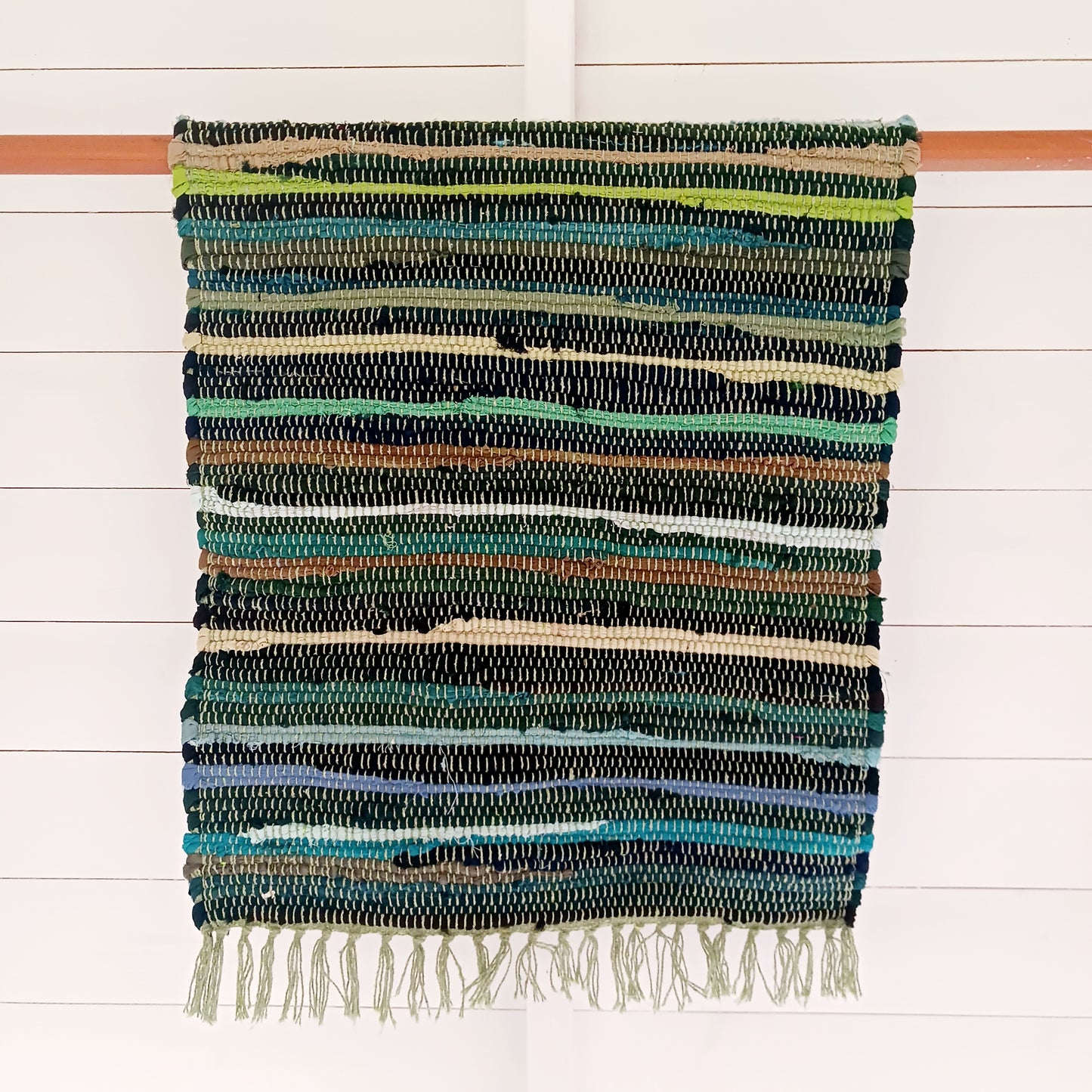 Enhance your living space with this premuim quality rag rug.  Whether used in kitchens, bathrooms, or even as a decorative accent in bedrooms and living rooms, the natural green tones will bring a sense of serenity and freshness to any environment.
