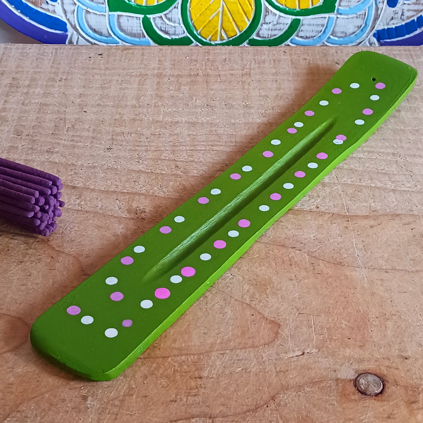 Assorted Hand-Painted Mango Wood Incense Ash Catchers