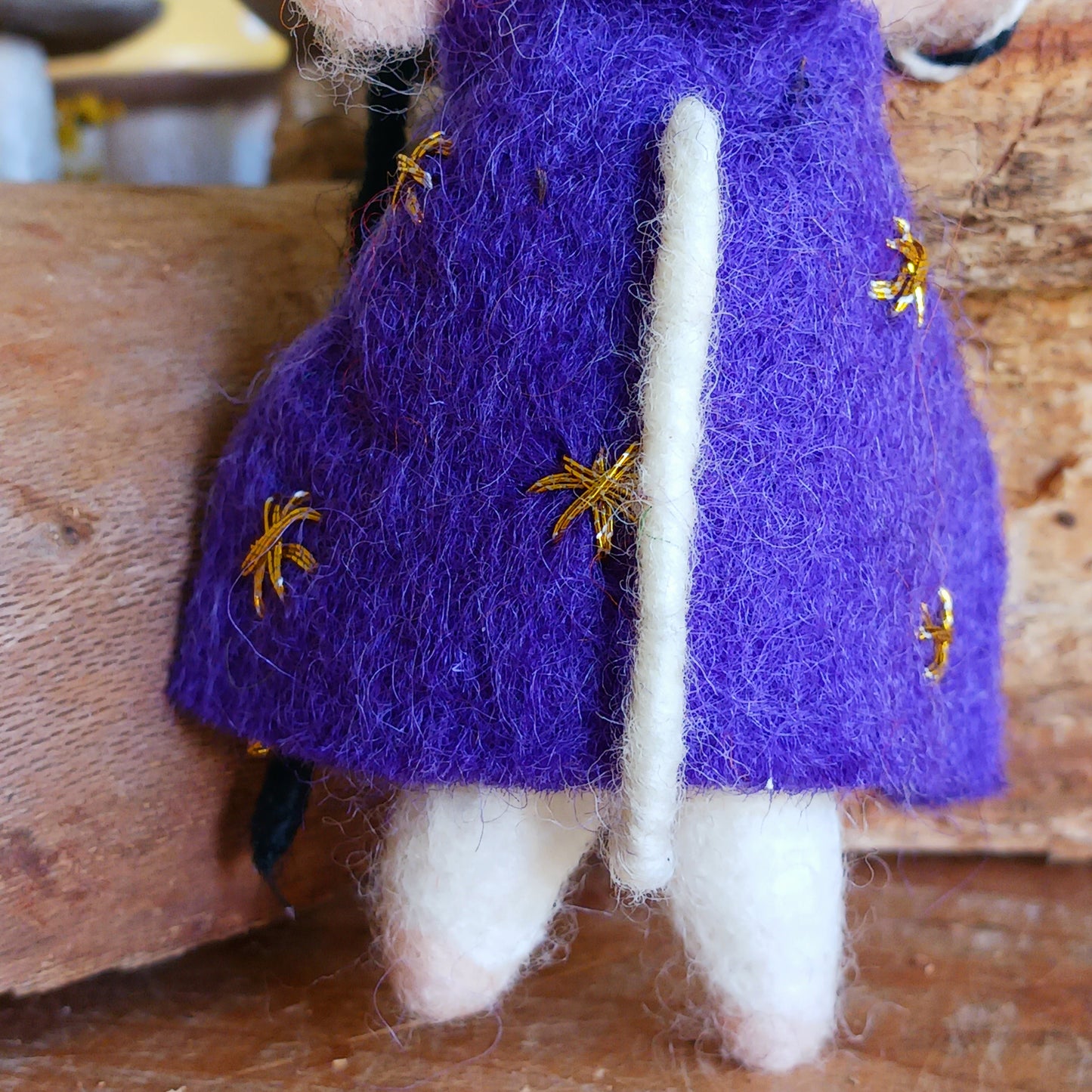 Bring a touch of handcrafted Halloween charm to your home with these delightful felted mice dressed as a Wizard character. Each mouse features adorable details including long tails, soft pink ears and noses, and colourful pointed hats and capes. The Wizard style is elegantly finished with gold star embroidery for extra magical flair.
