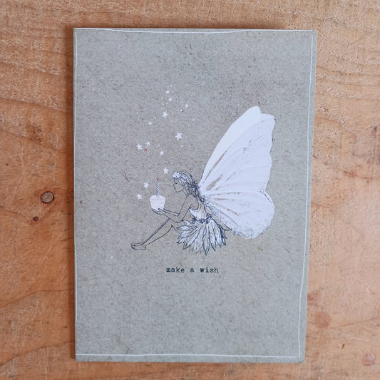 Beautiful and unique Fairy Birthday card to send to family and friends. Comes with an illustrated envelope.