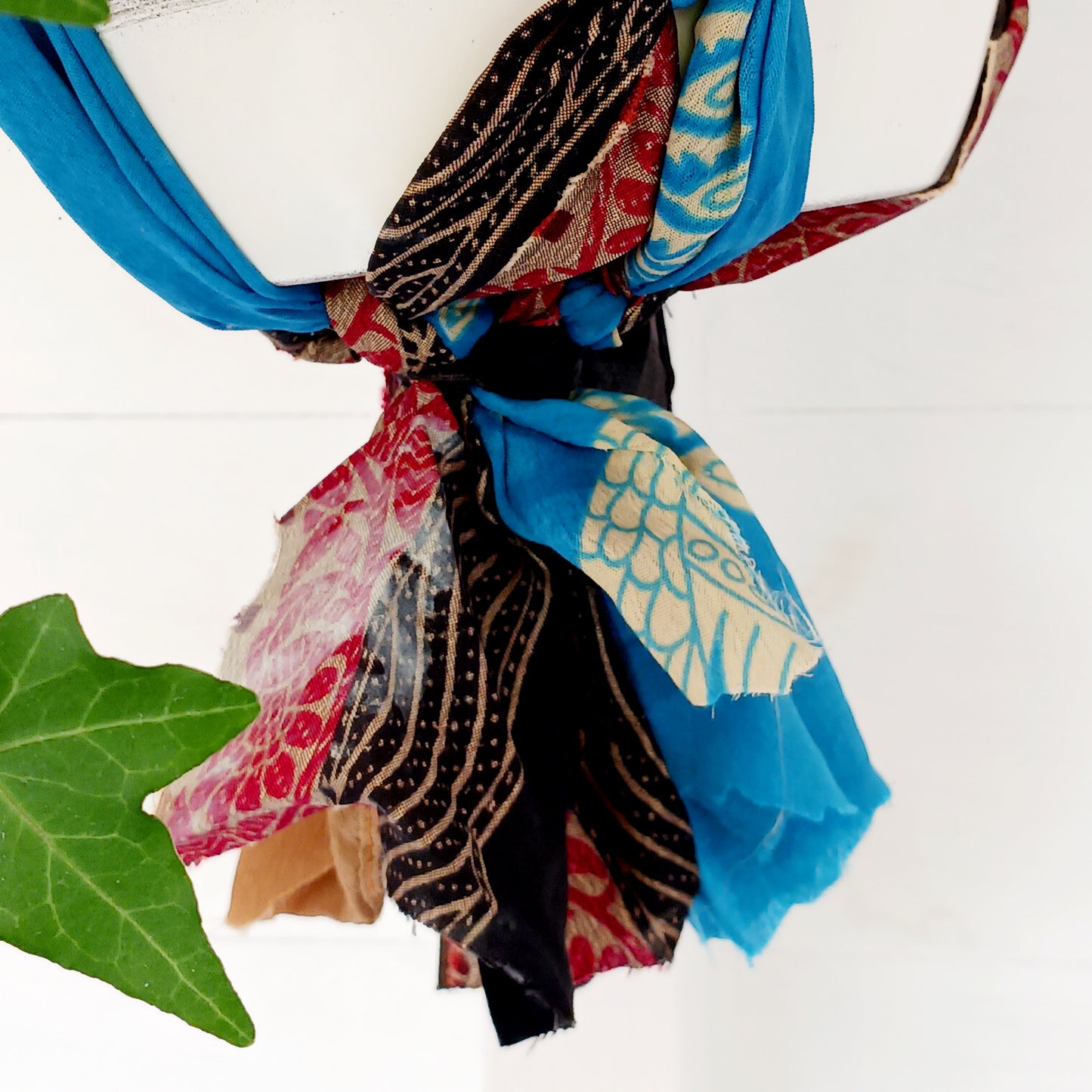 These beautiful sari plant hangers will add a splash of colour and boho chic to your home. Made from scraps of used sari, their simple design ensures that no fabric is wasted but is re-purposed into an elegant product.