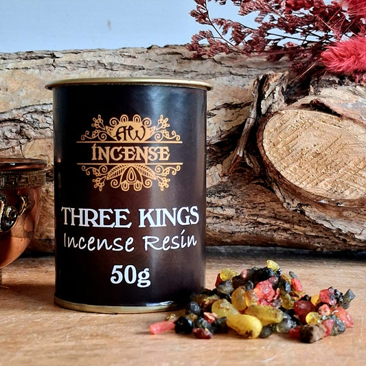 Awaken the spirit with the ancient fragrance of the Three Kings resin, a sacred incense blend long revered for its ability to deepen meditation and create an atmosphere of spiritual healing.