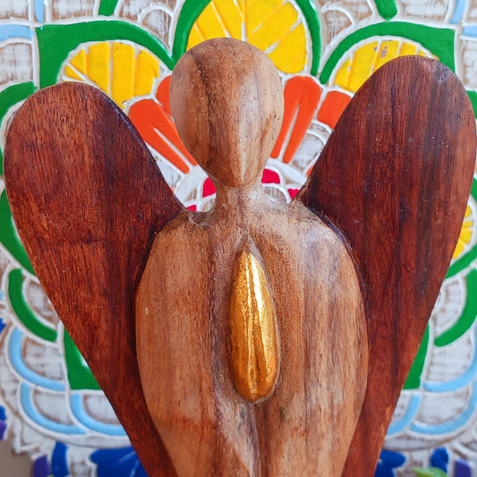 Hati-Hati wooden angels are hand carved in mountain villages in Indonesia from Suar-wood a sustainable hardwood. This wood is used to create beautiful and often sacred images.