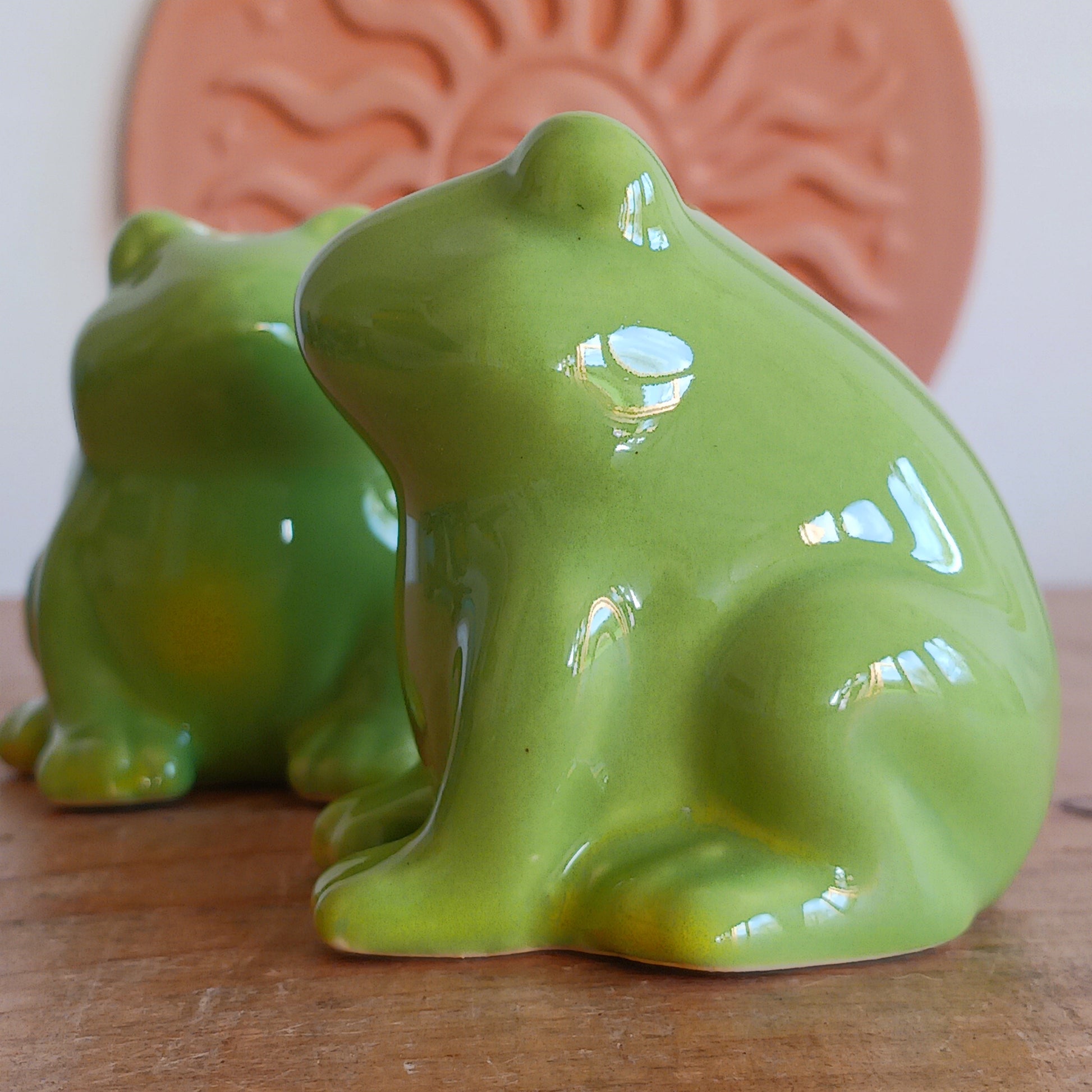 Bring a sprinkle of fun to your dining table with this adorable set of two ceramic frog salt and pepper shakers. Designed to add charm and personality to any kitchen, these playful frogs make seasoning your favourite meals extra delightful.