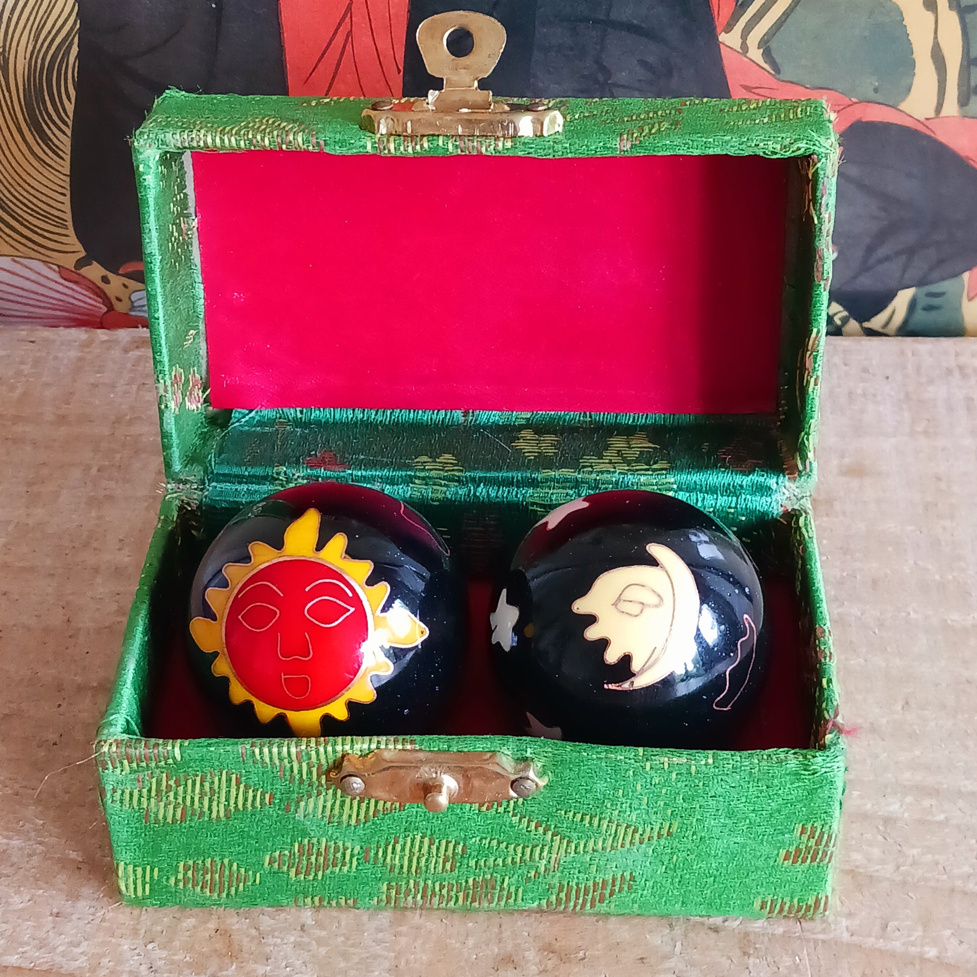 Boost hand flexibility and focus with Chinese Health Balls. Includes 2 chime balls in a silk brocade box. Ideal for relaxation, therapy, and energy balance.